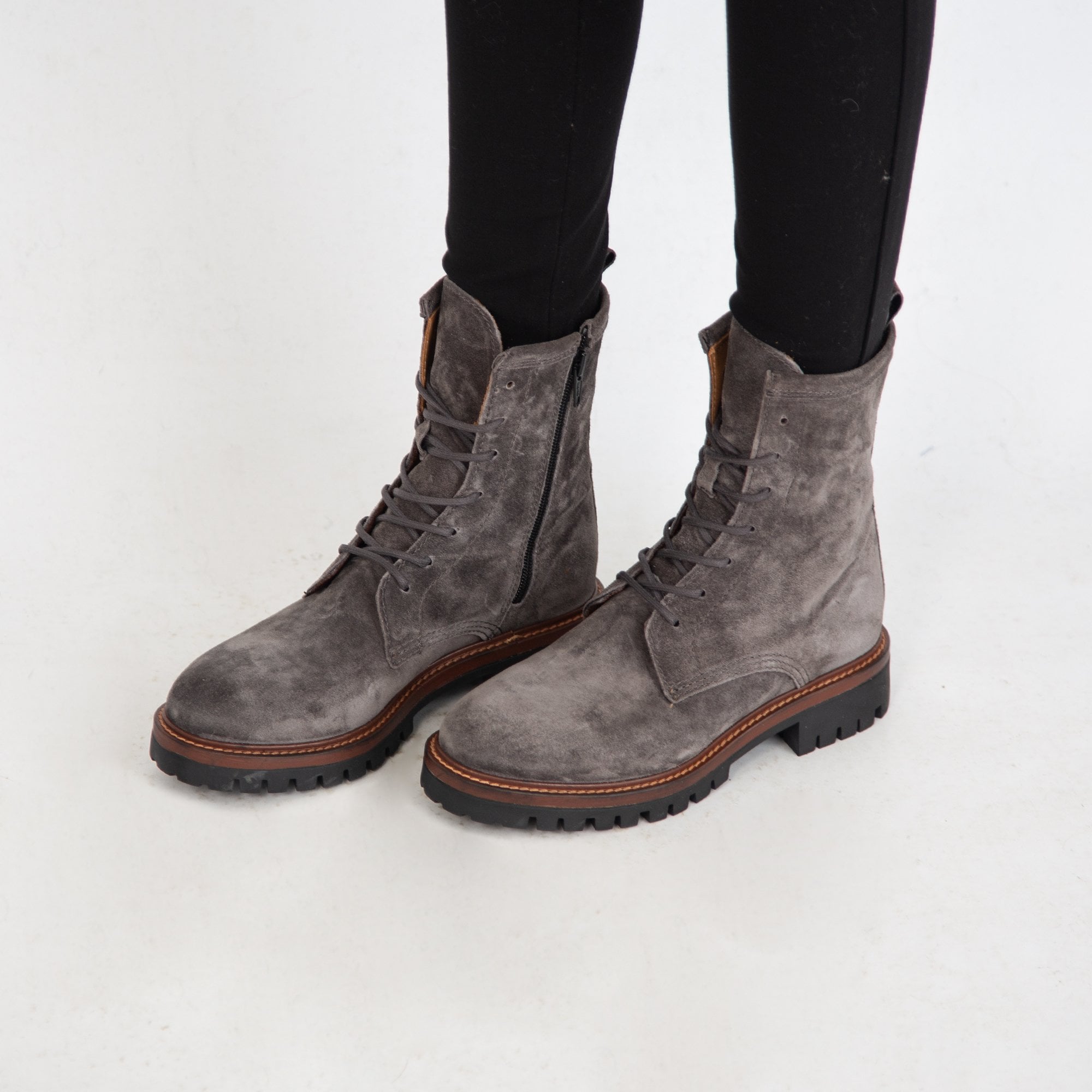Alpe Plain Suede Military Boot Dark Grey