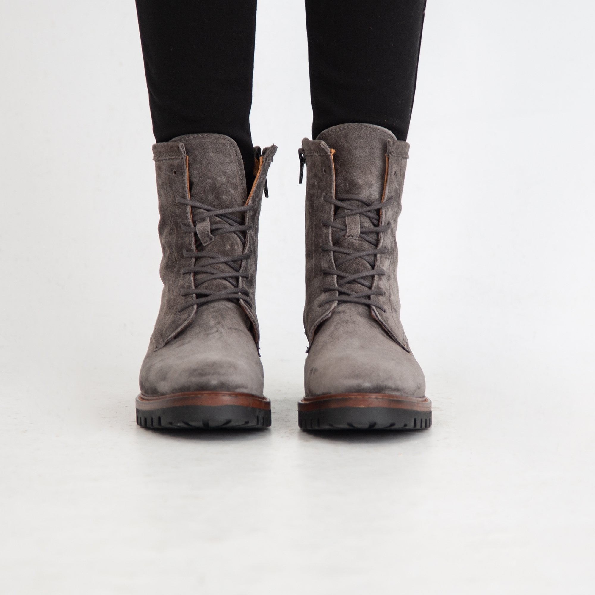 Alpe Plain Suede Military Boot Dark Grey