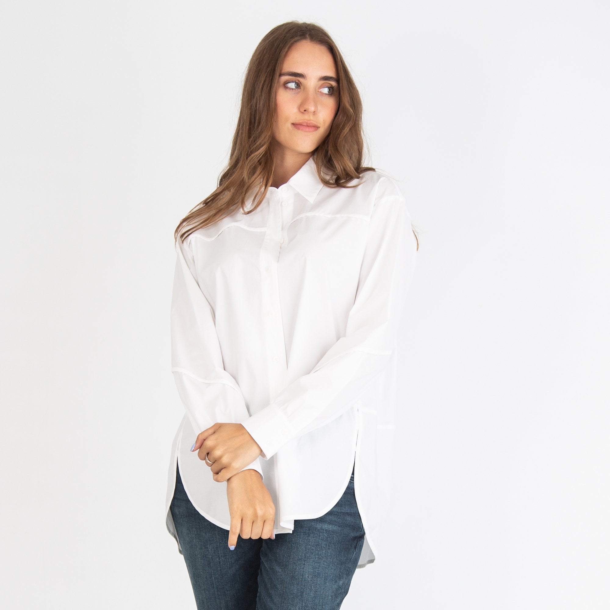 Luisa Cerano Cotton Shirt Collar Blouse White