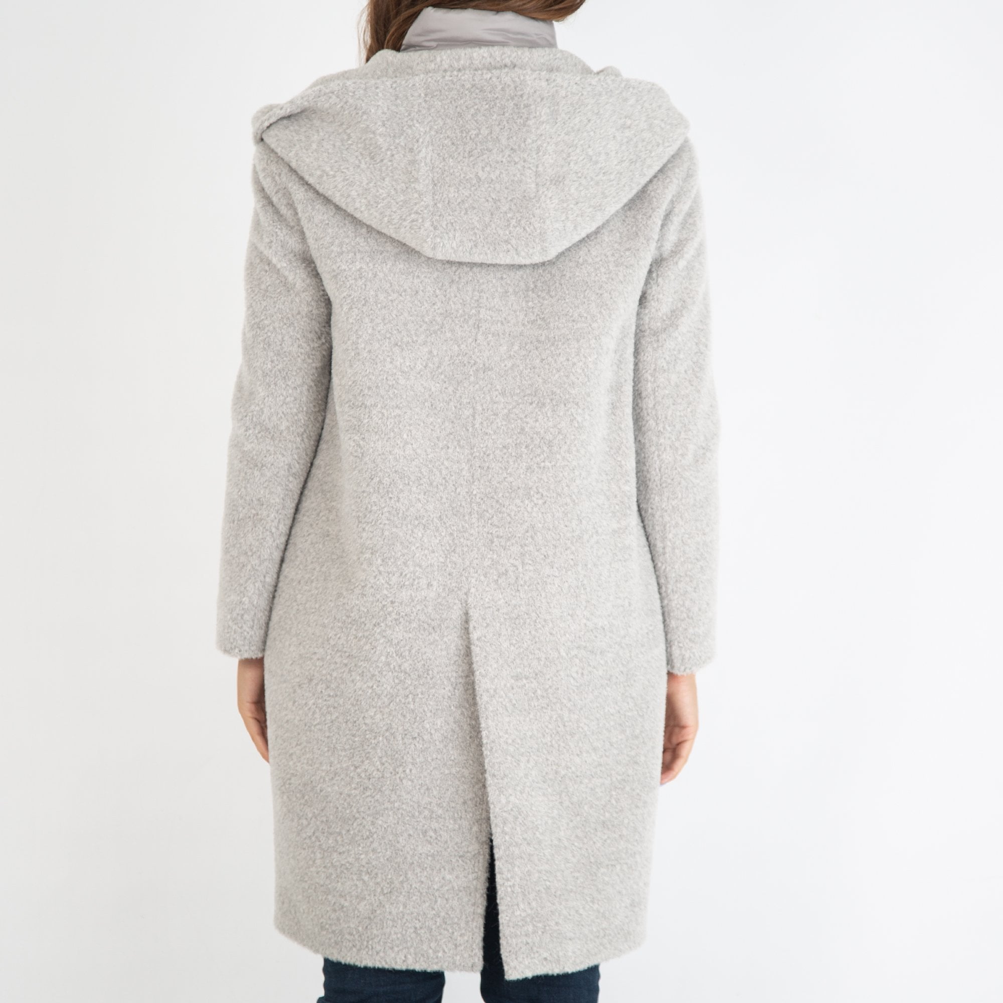 Cinzia Rocca Wool Coat With Gilet Insert Grey