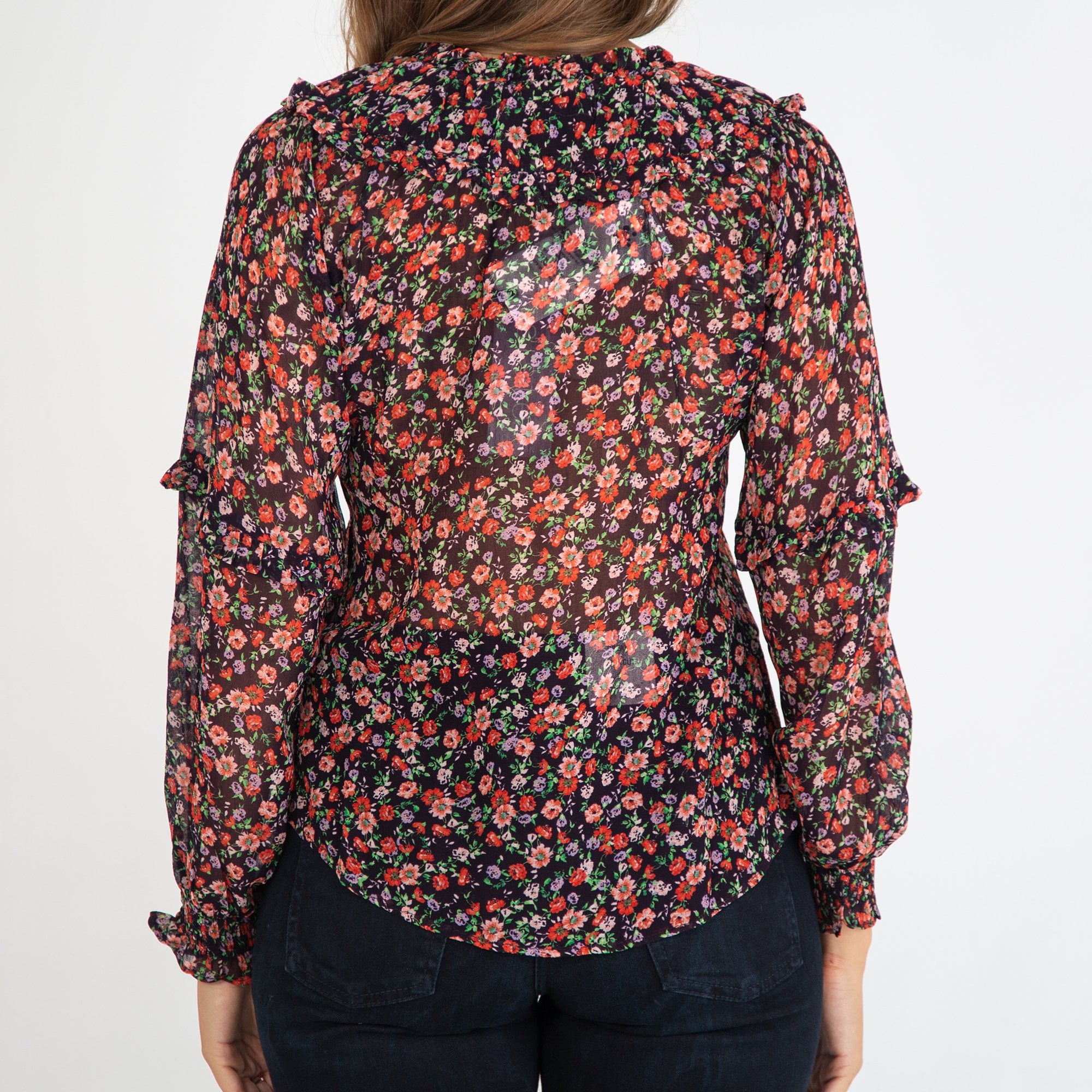 Moliin Roxanne Pretty Floral Tie Neck Blouse Red/Black/Multi