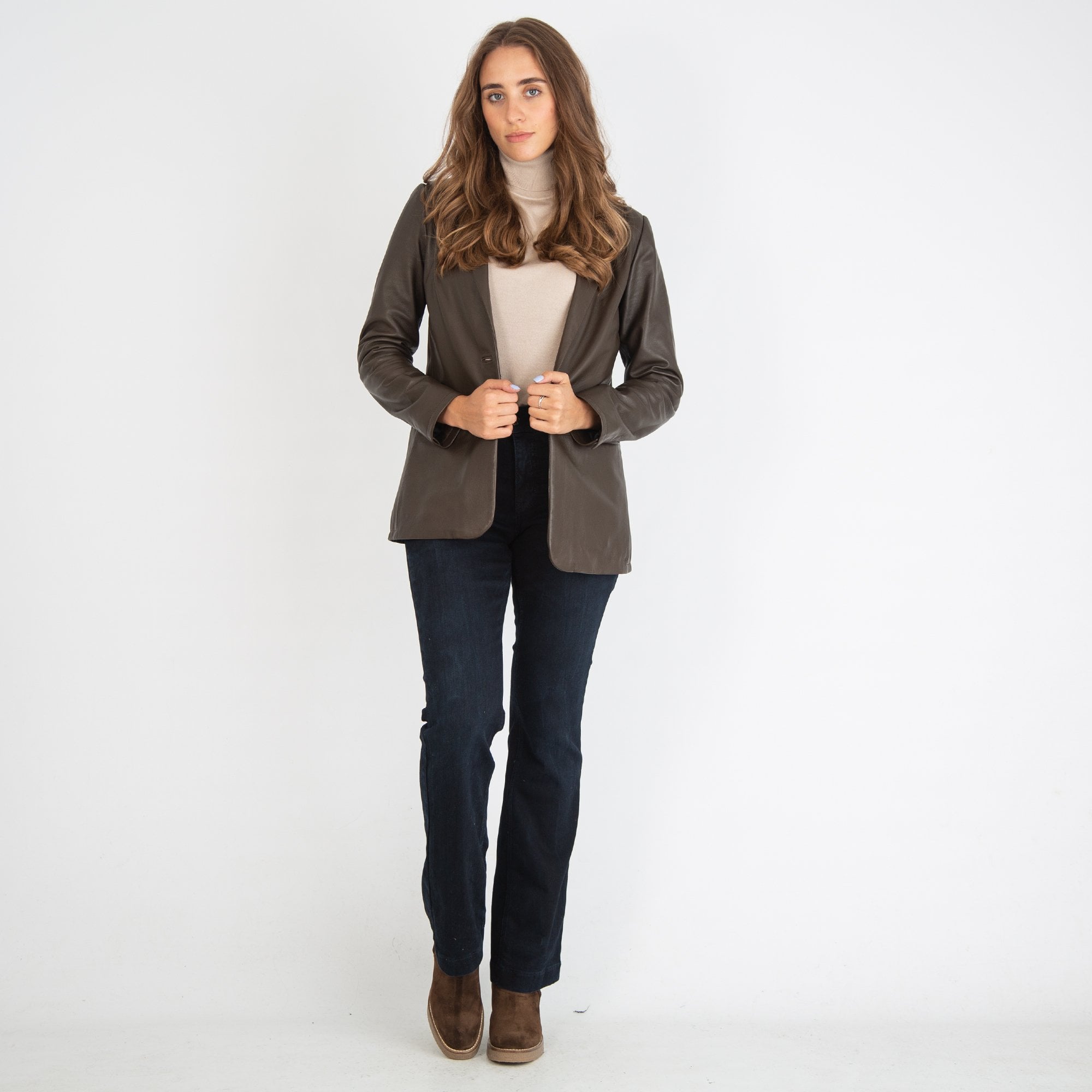 Oakwood Meg Leather Single Button Jacket Brown
