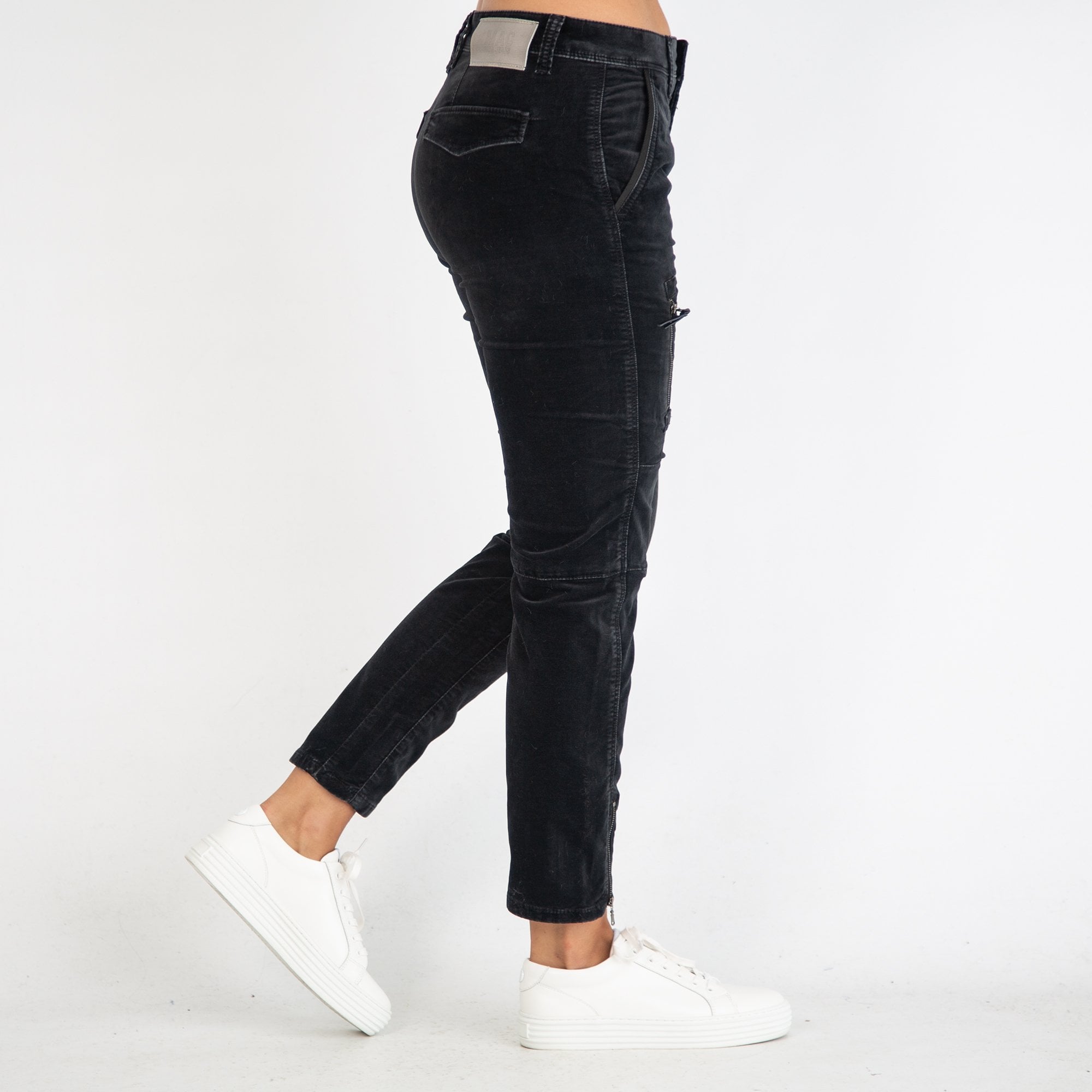 Mac Velvet Cargo Jean With Zip Detail Charcoal 085 28L