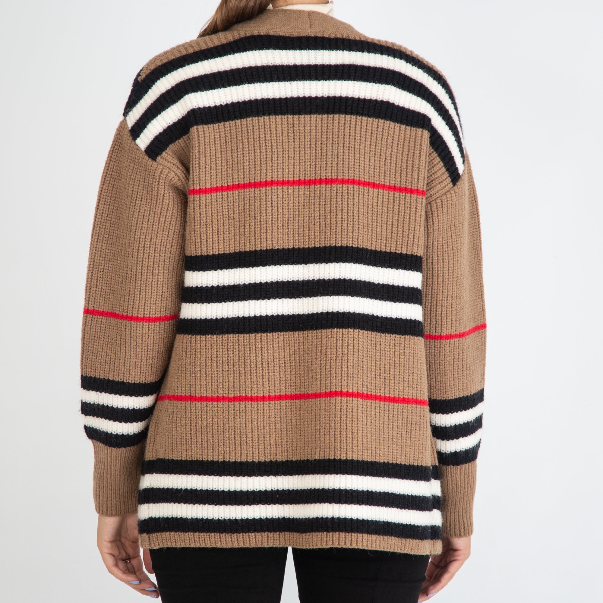 Alison Sheri E To E Stripe Cardigan Camel/black