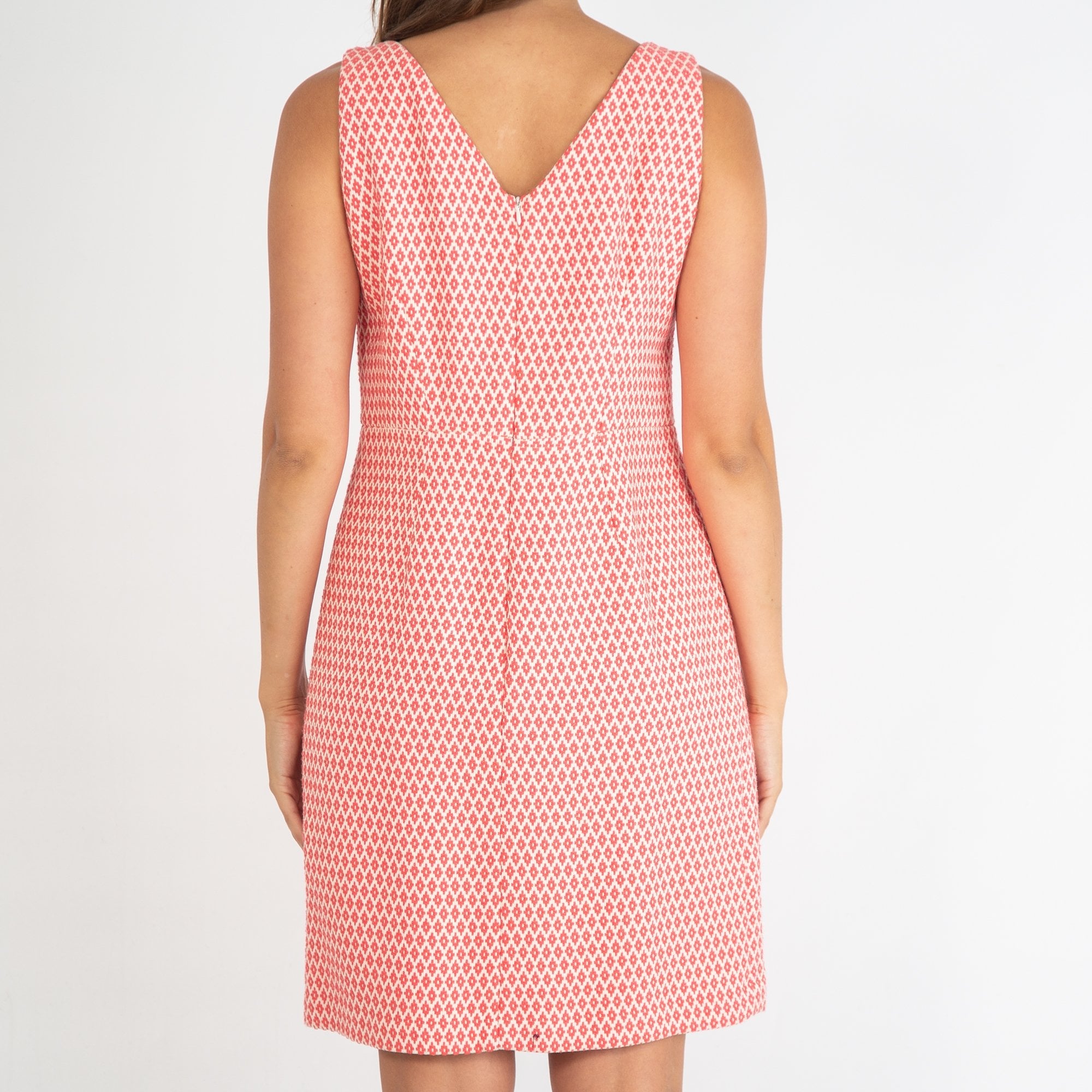 Vilagallo V Neck Sleeveless Dress With Waist Pleat Detail Coral