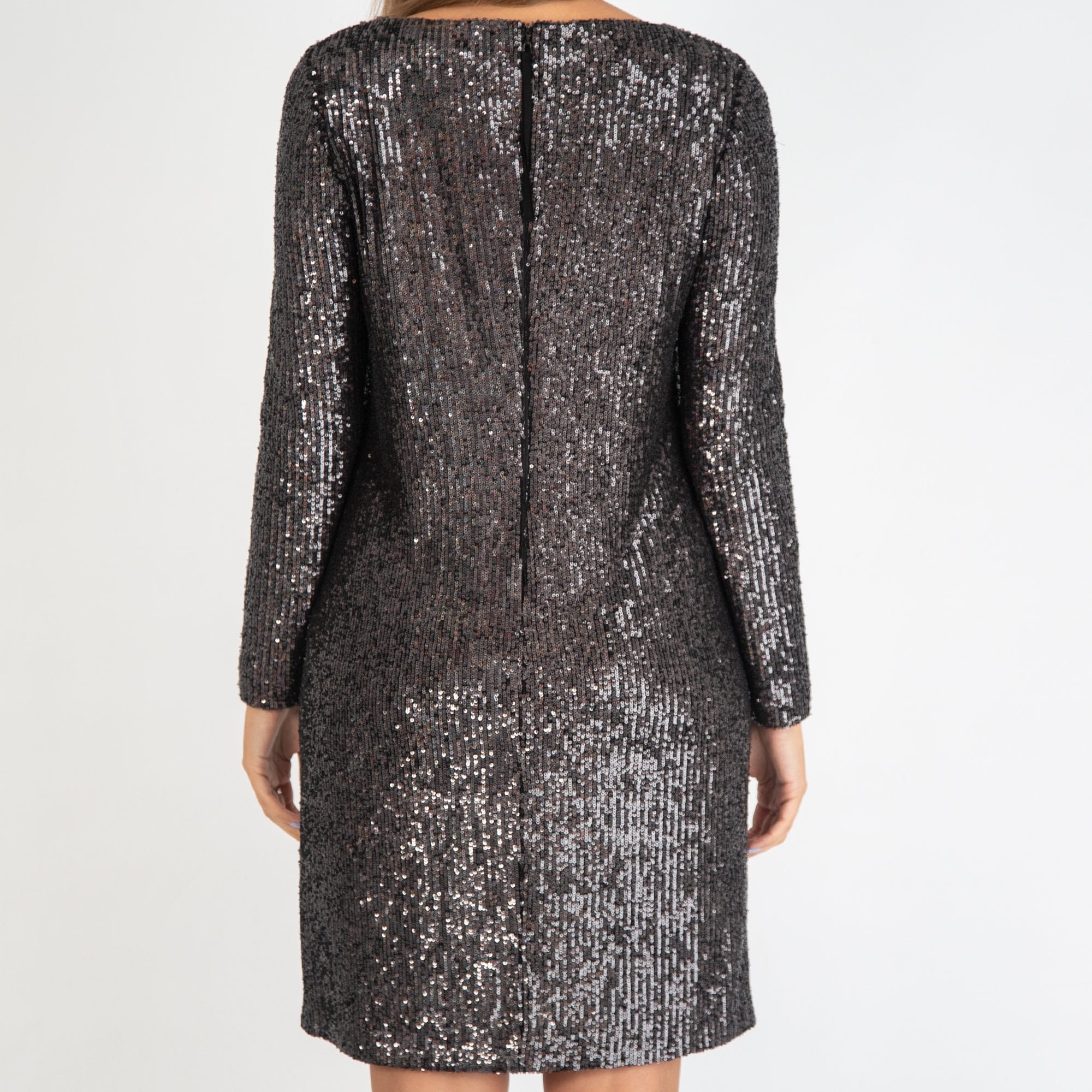 Luisa Cerano Sequin Round Neck Shift Dress Grey
