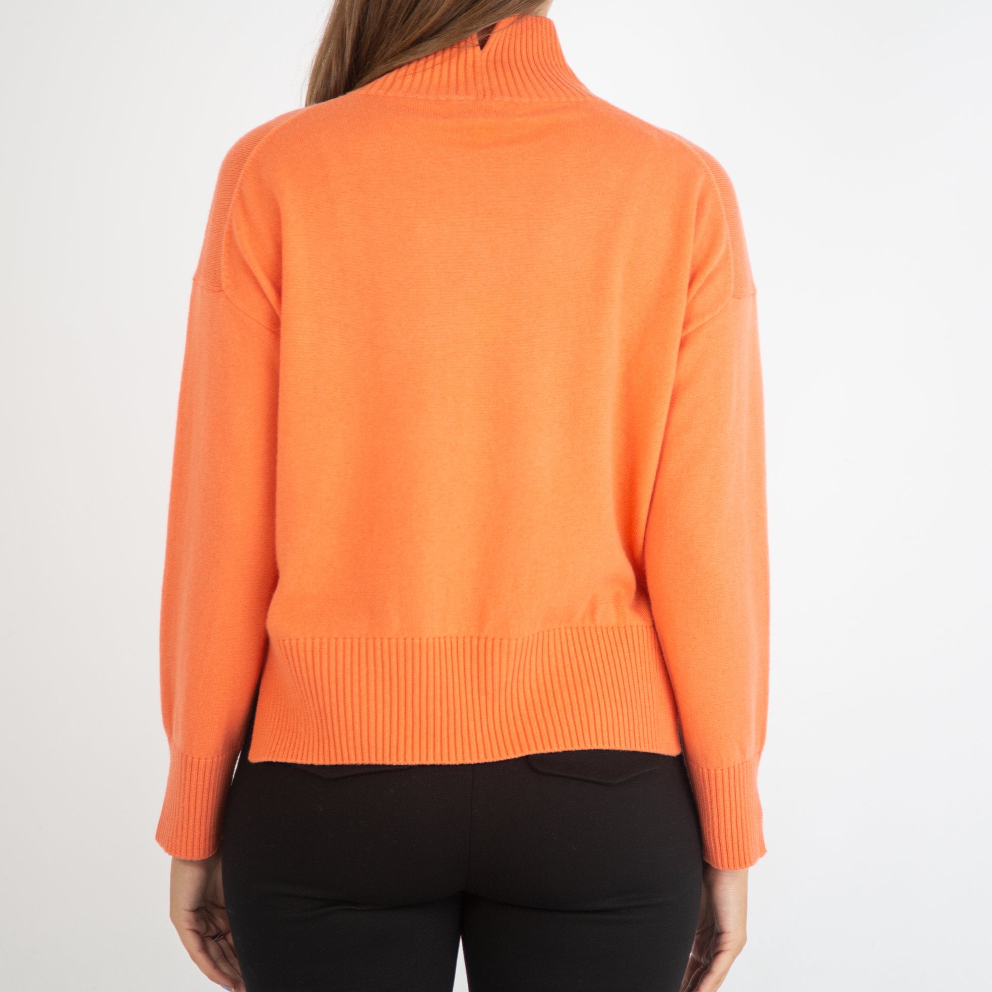 &isla Farah Funnel Neck Cashmere Jumper With Ribbed Detail Pumpkin