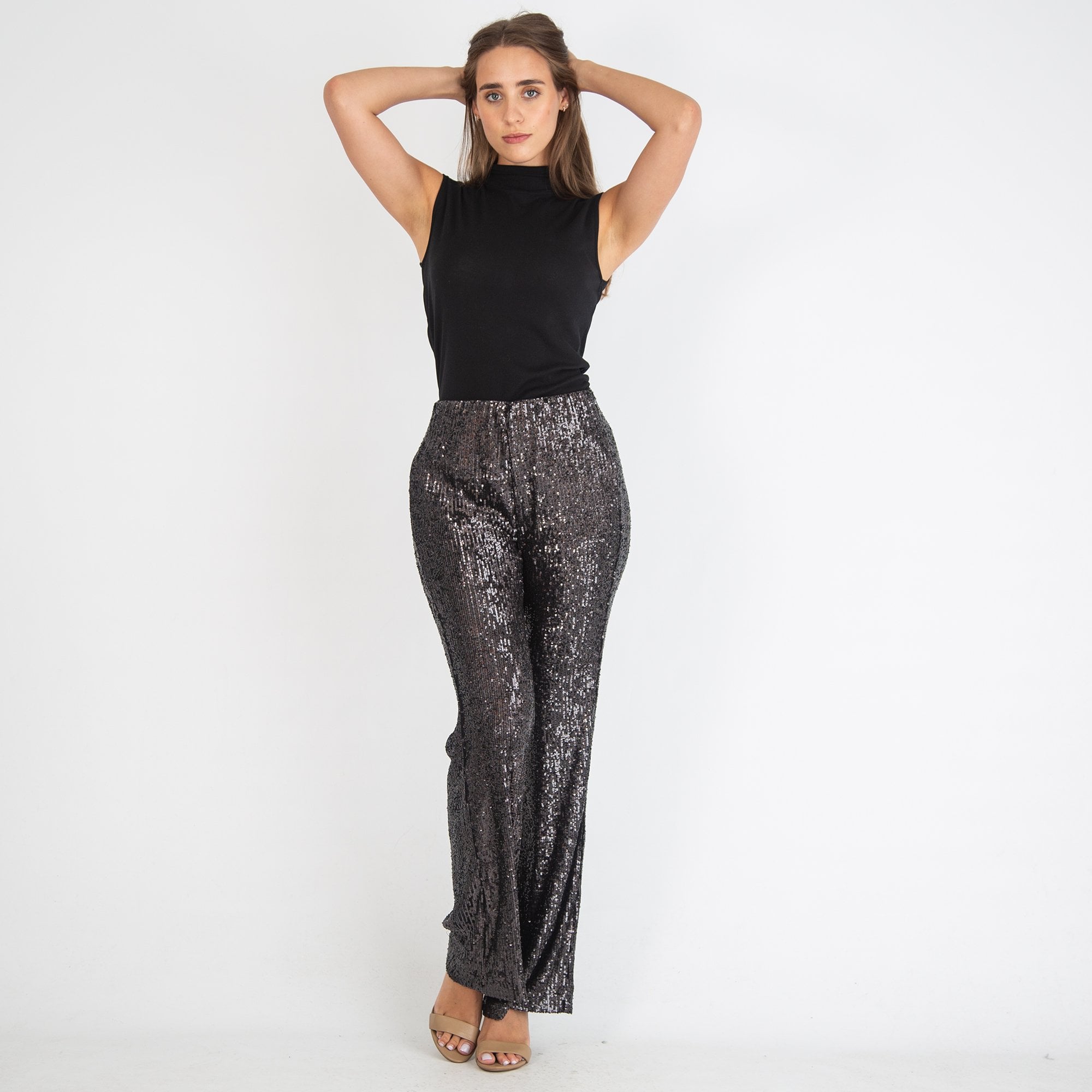 Luisa Cerano Sequin Bootcut Trousers Grey