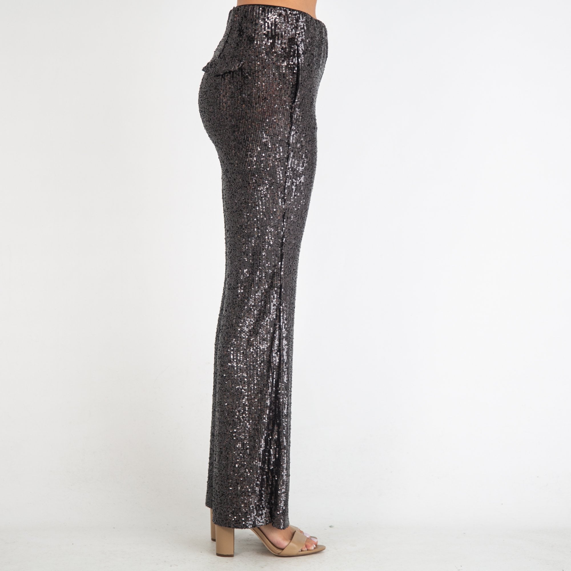 Luisa Cerano Sequin Bootcut Trousers Grey