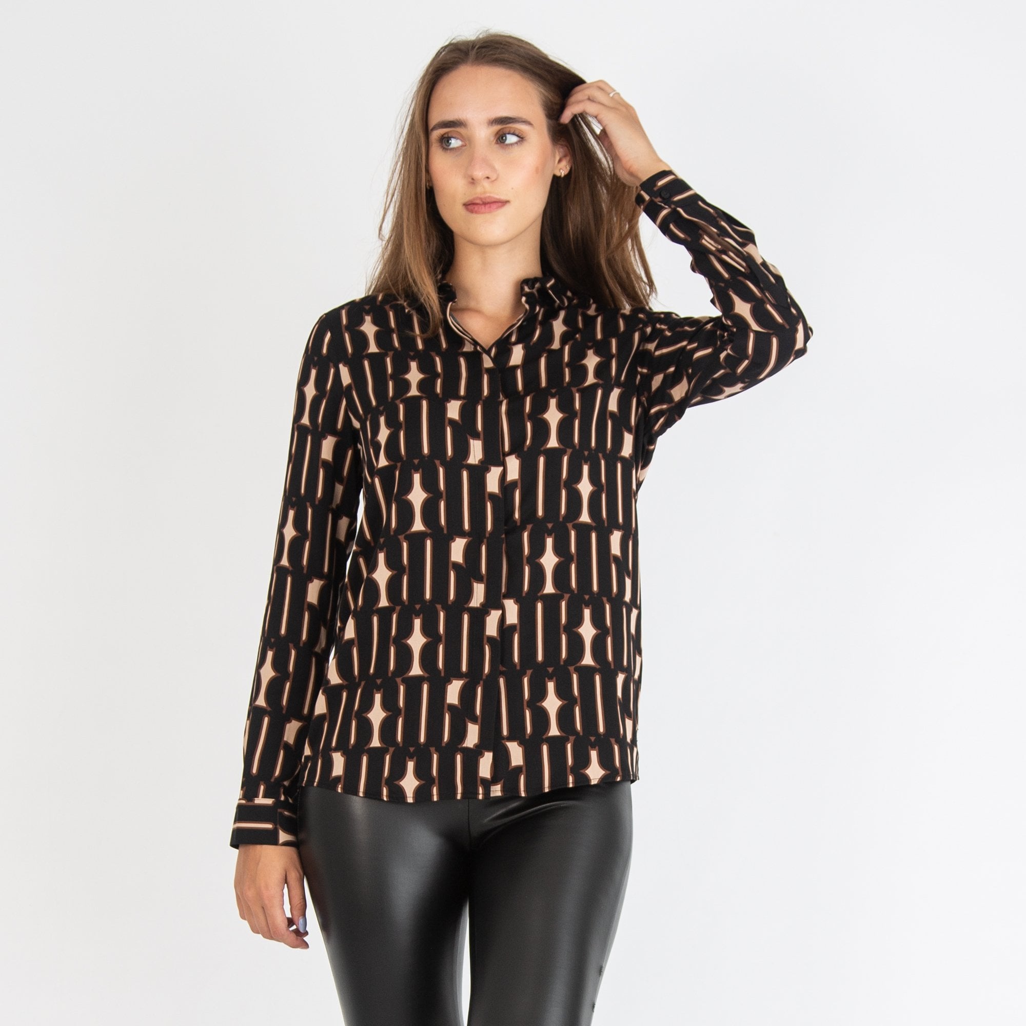 Milano Italy Retro Print Shirt Black/beige