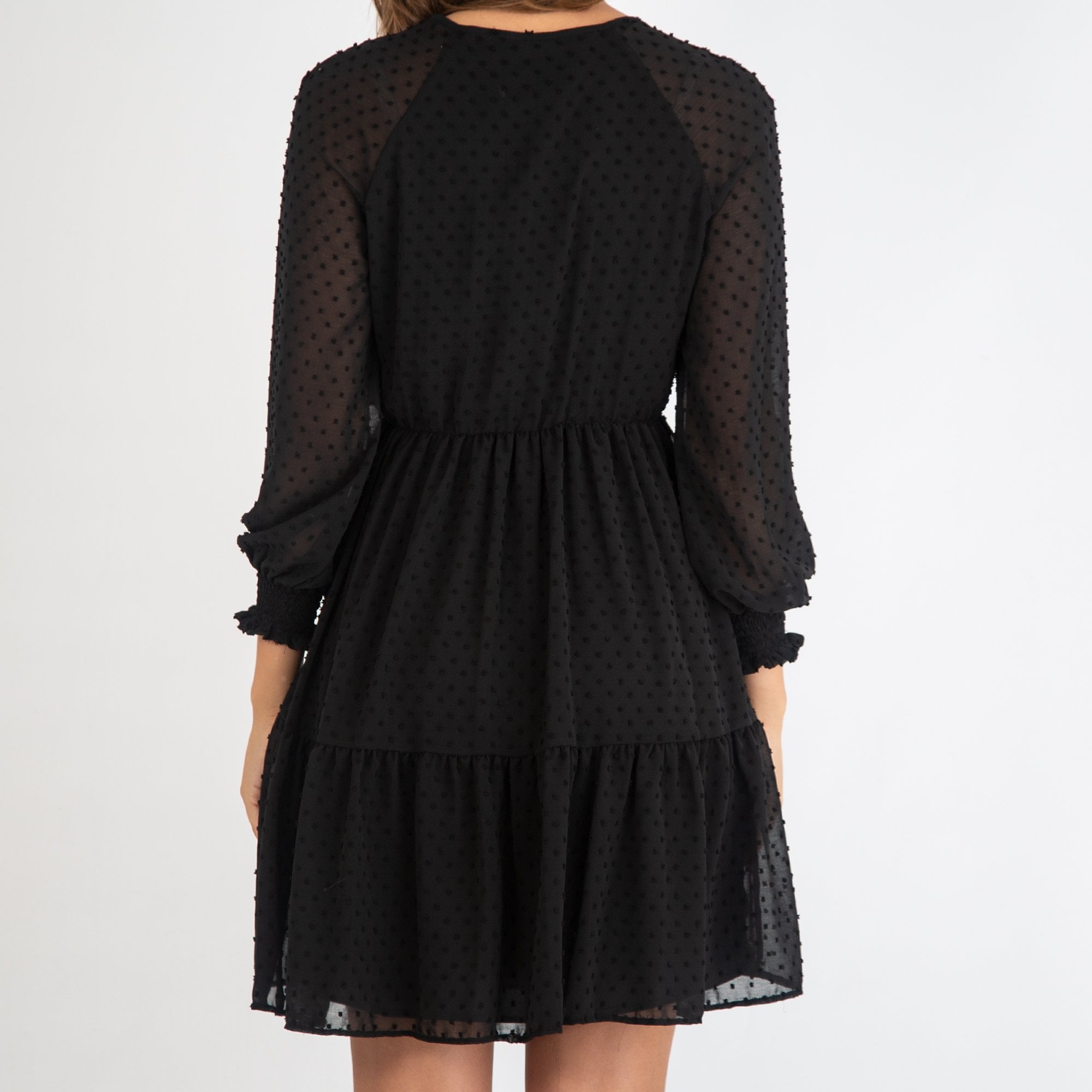 Bariloche Otos Mesh Dot Print Tiered Dress Black