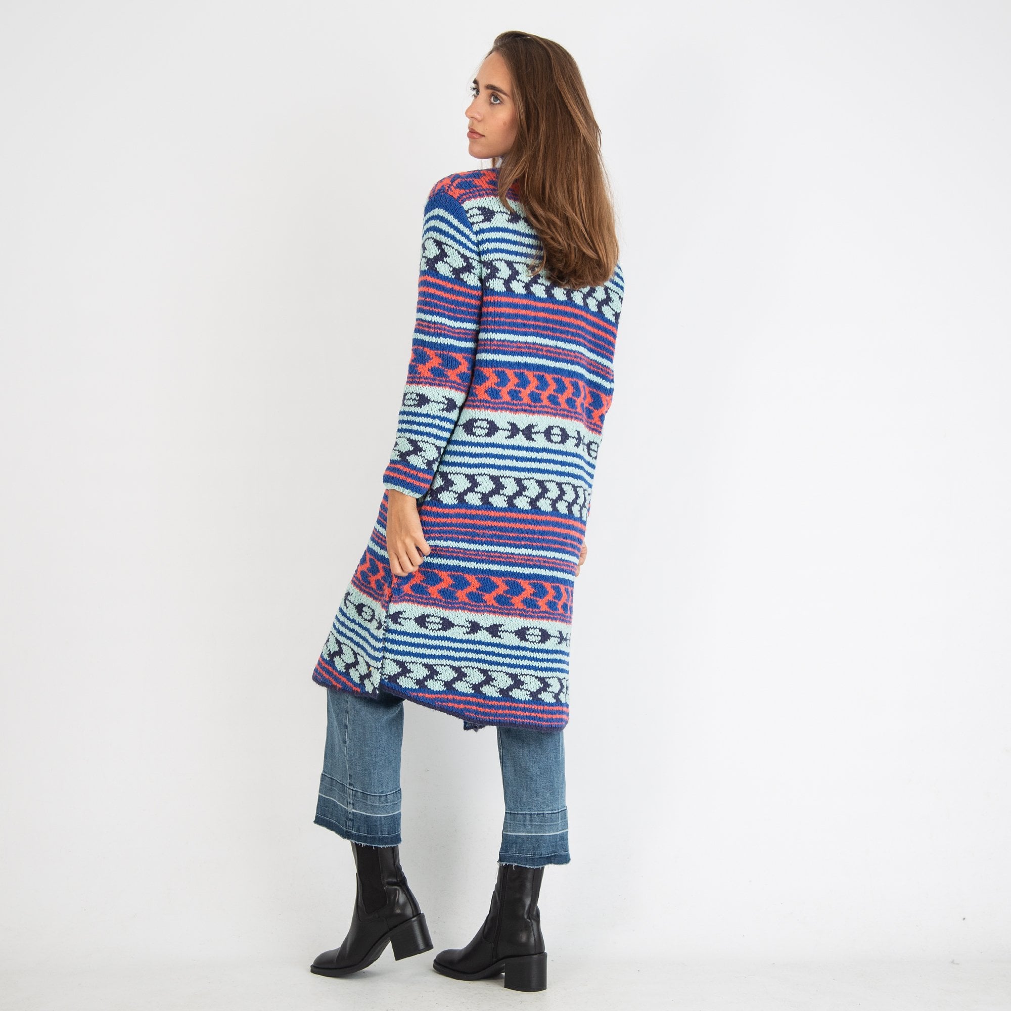 Delicate Love Anna Ikat Print Cardigan Blue/Orange