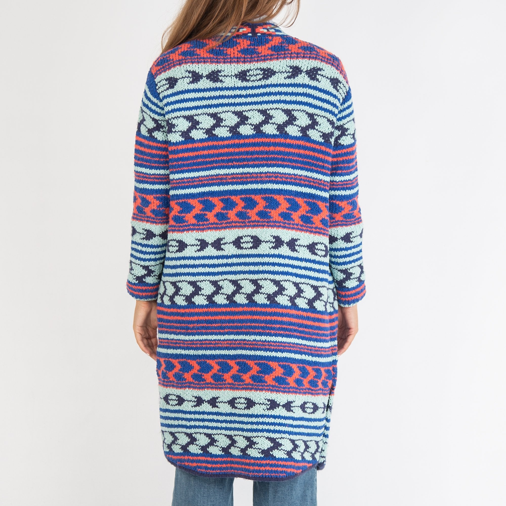 Delicate Love Anna Ikat Print Cardigan Blue/Orange