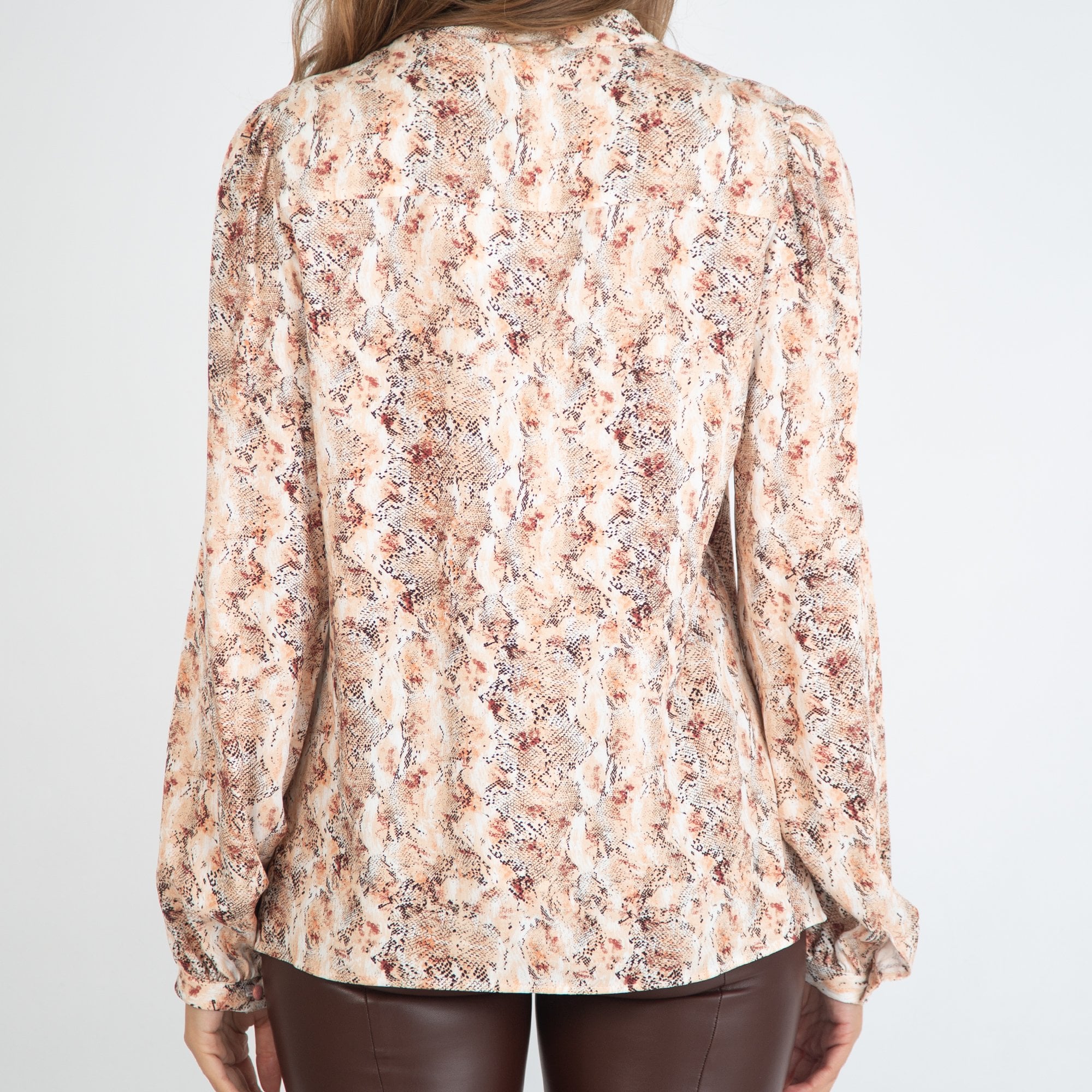 Tinta Style Samantha Snake Print Blouse Peach/maroon