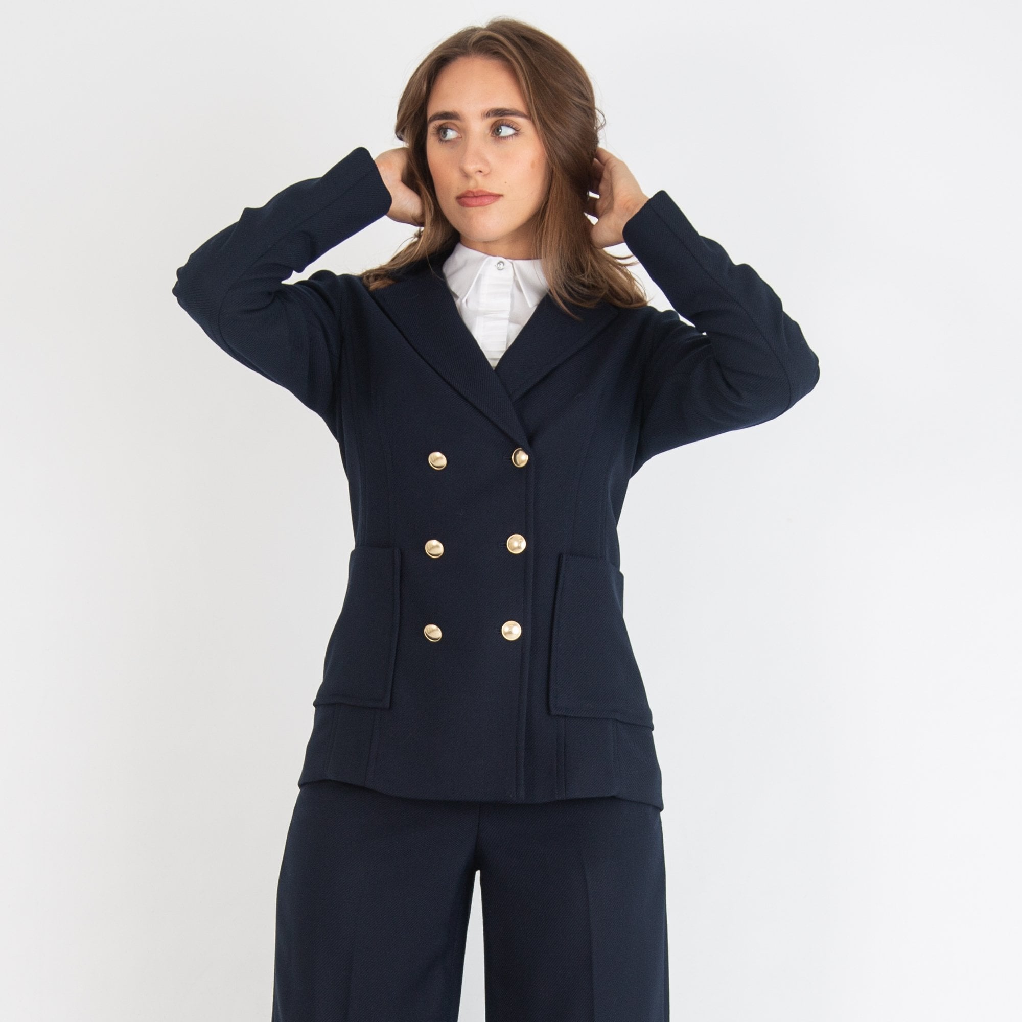 Riani Smart Blazer With 2 Front Pockets Deep Blue