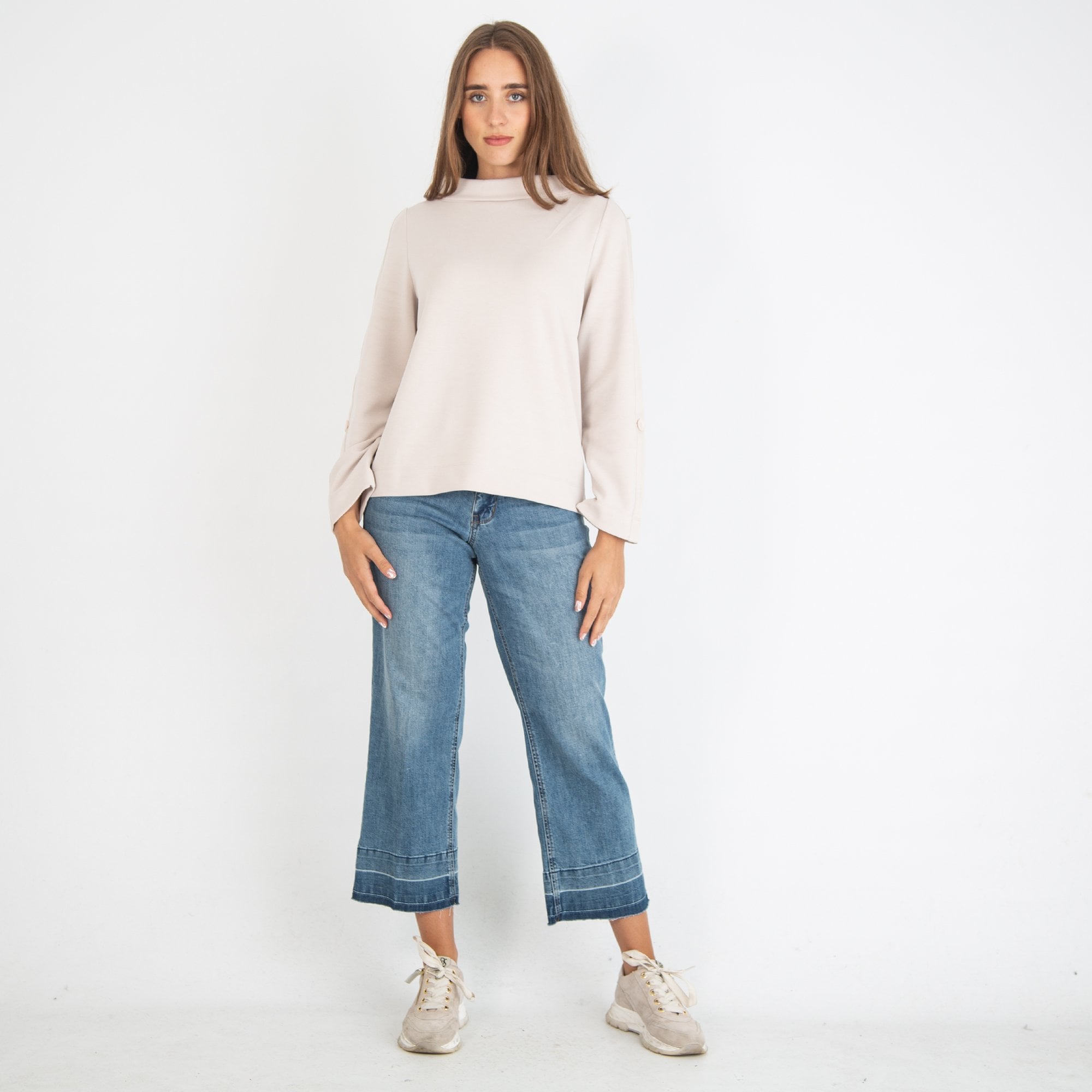 Simclan Roll Neck Cupro Top Oyster