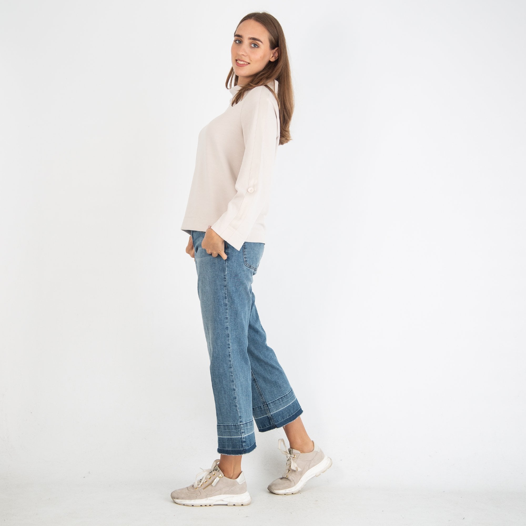 Simclan Roll Neck Cupro Top Oyster