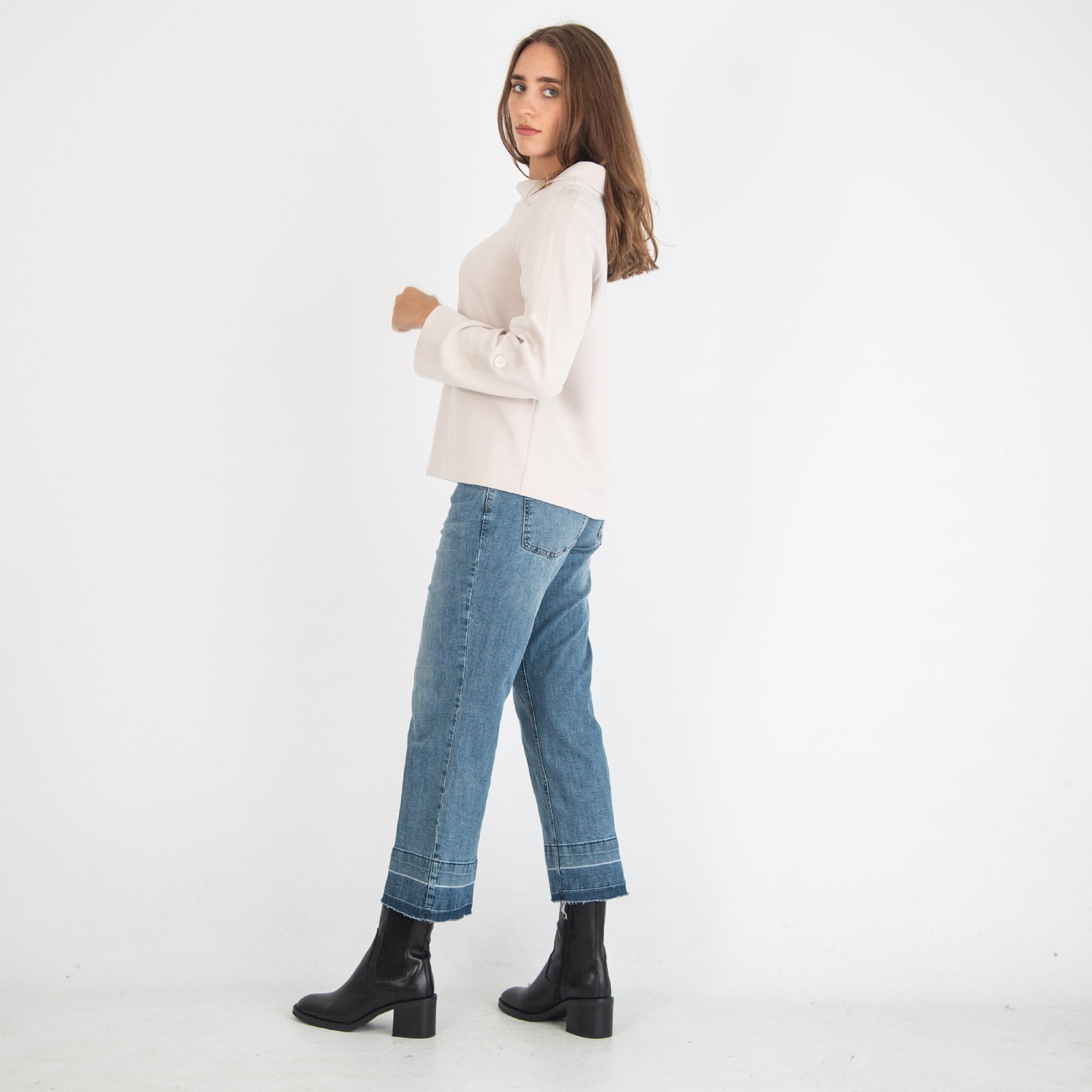 Simclan Roll Neck Cupro Top Oyster