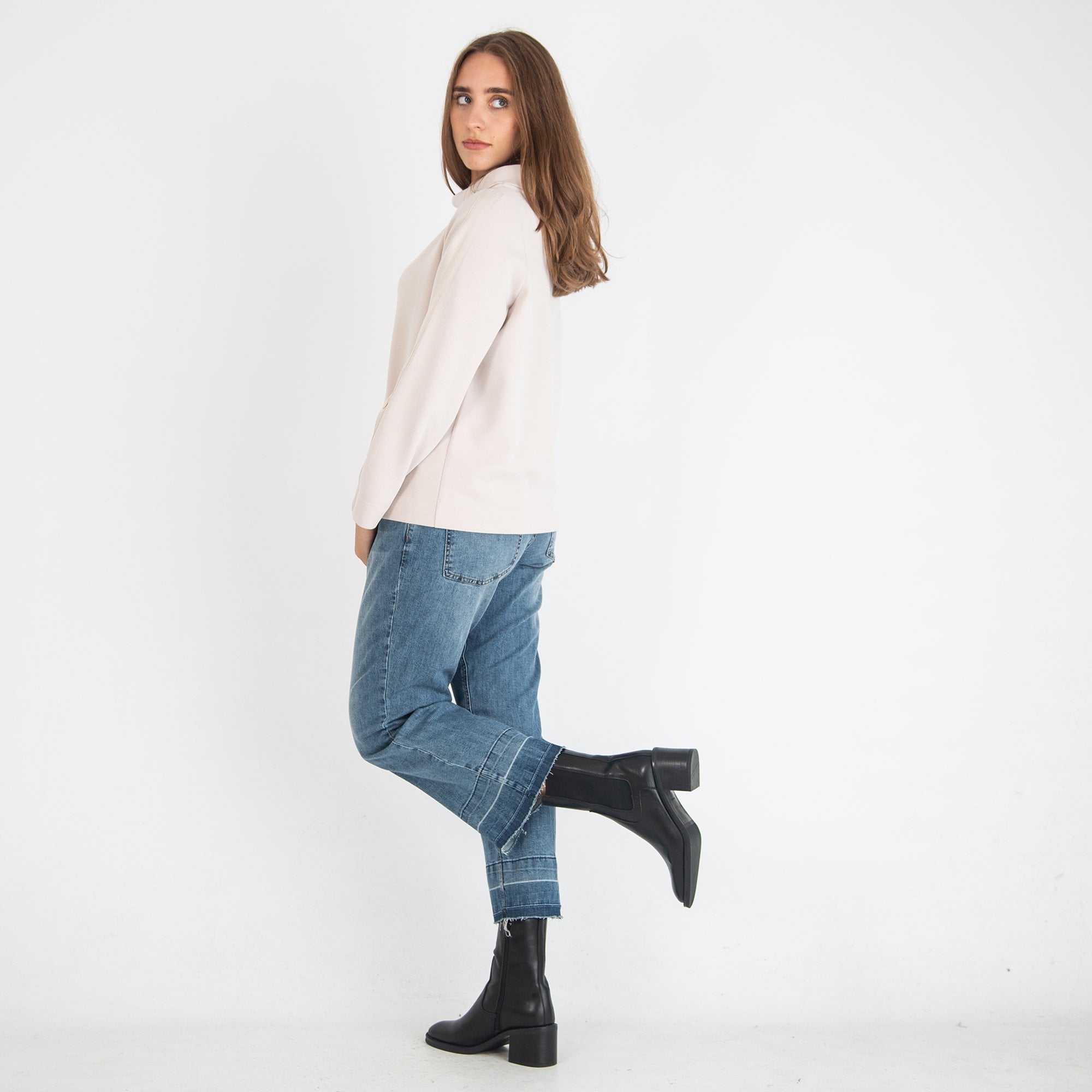 Simclan Roll Neck Cupro Top Oyster