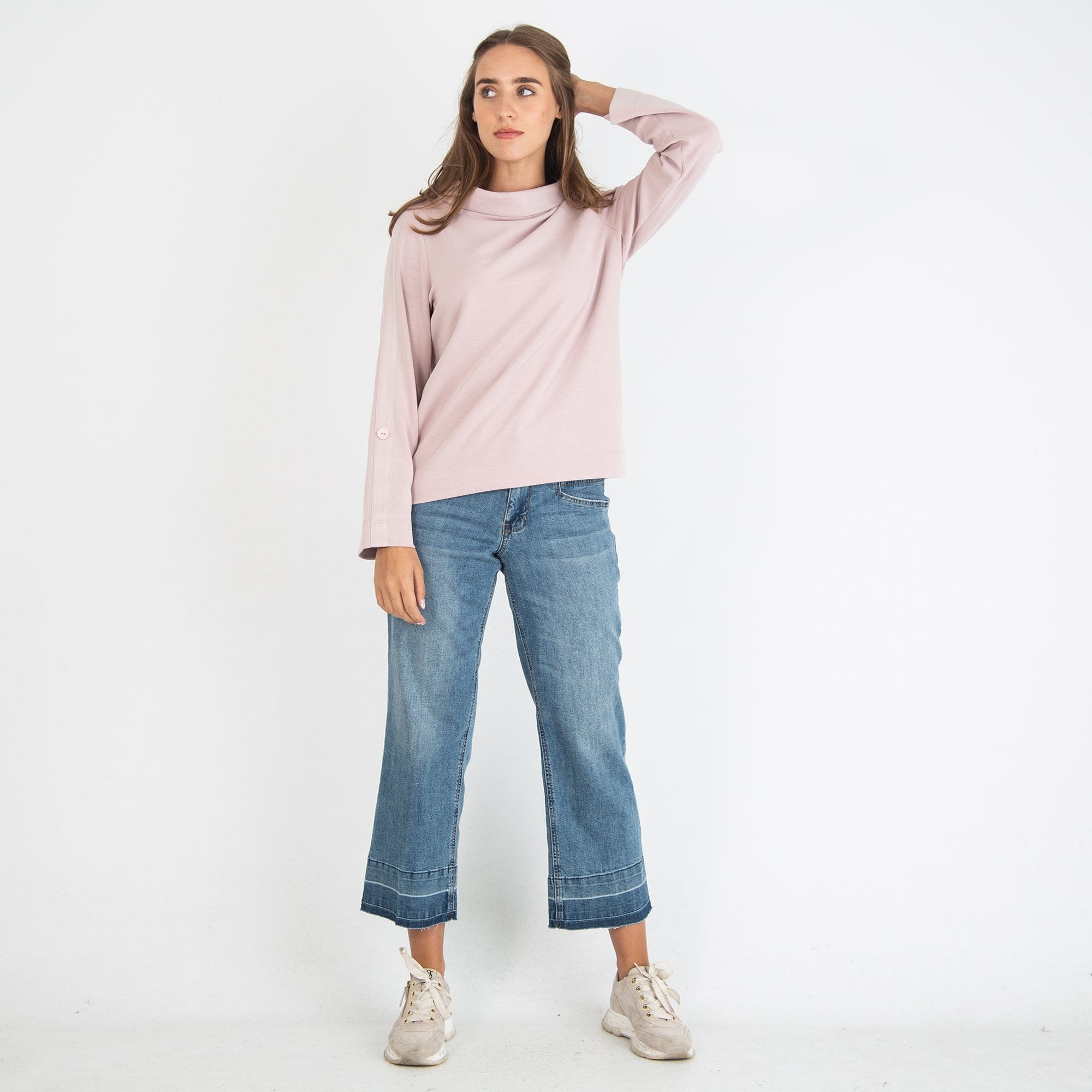 Simclan Roll Neck Cupro Top Light Lilac