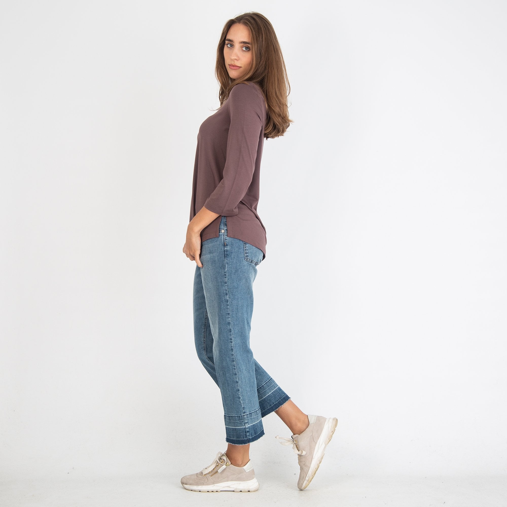 Simclan Scoop Neck A Line Jersey Top Mauve