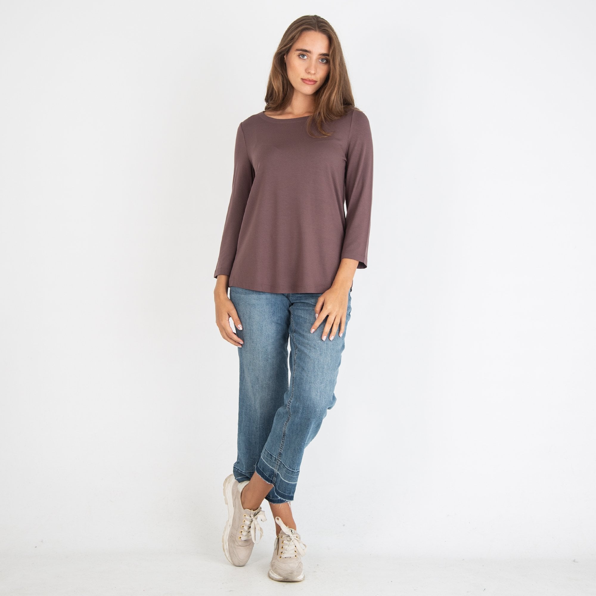 Simclan Scoop Neck A Line Jersey Top Mauve