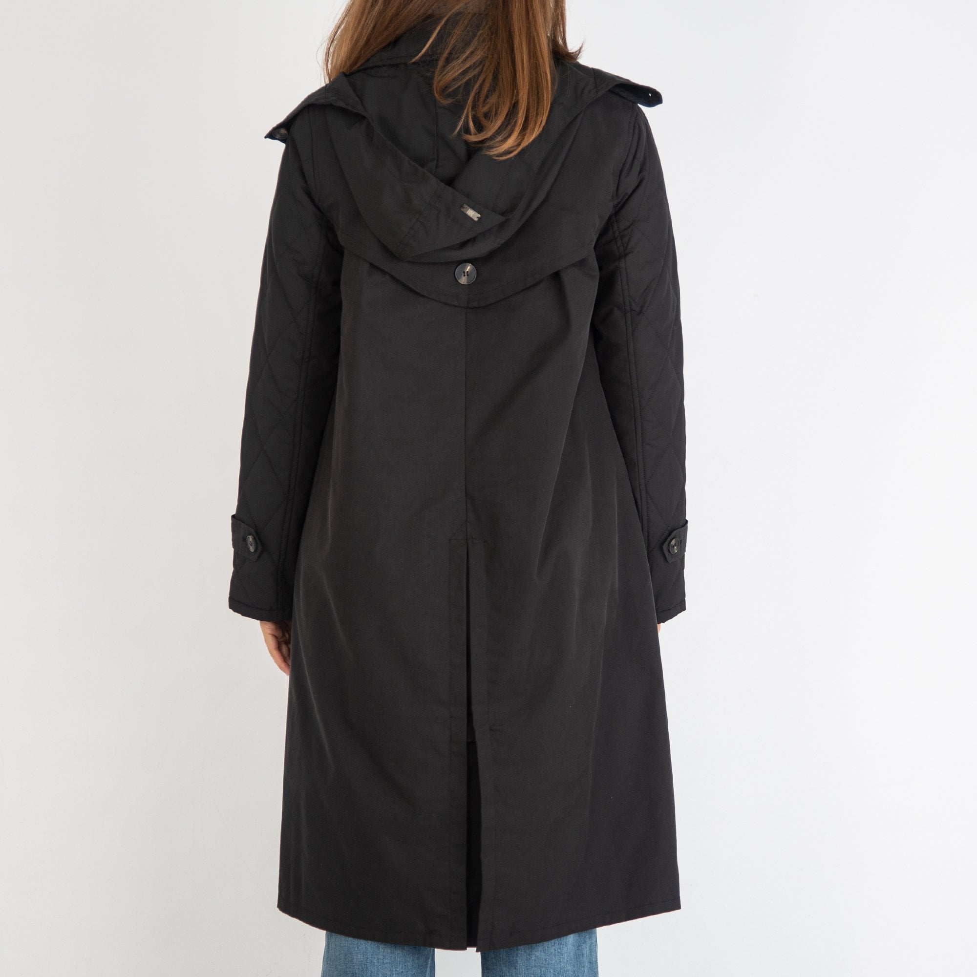 Riani Quilted Techno Trench Style Coat Black