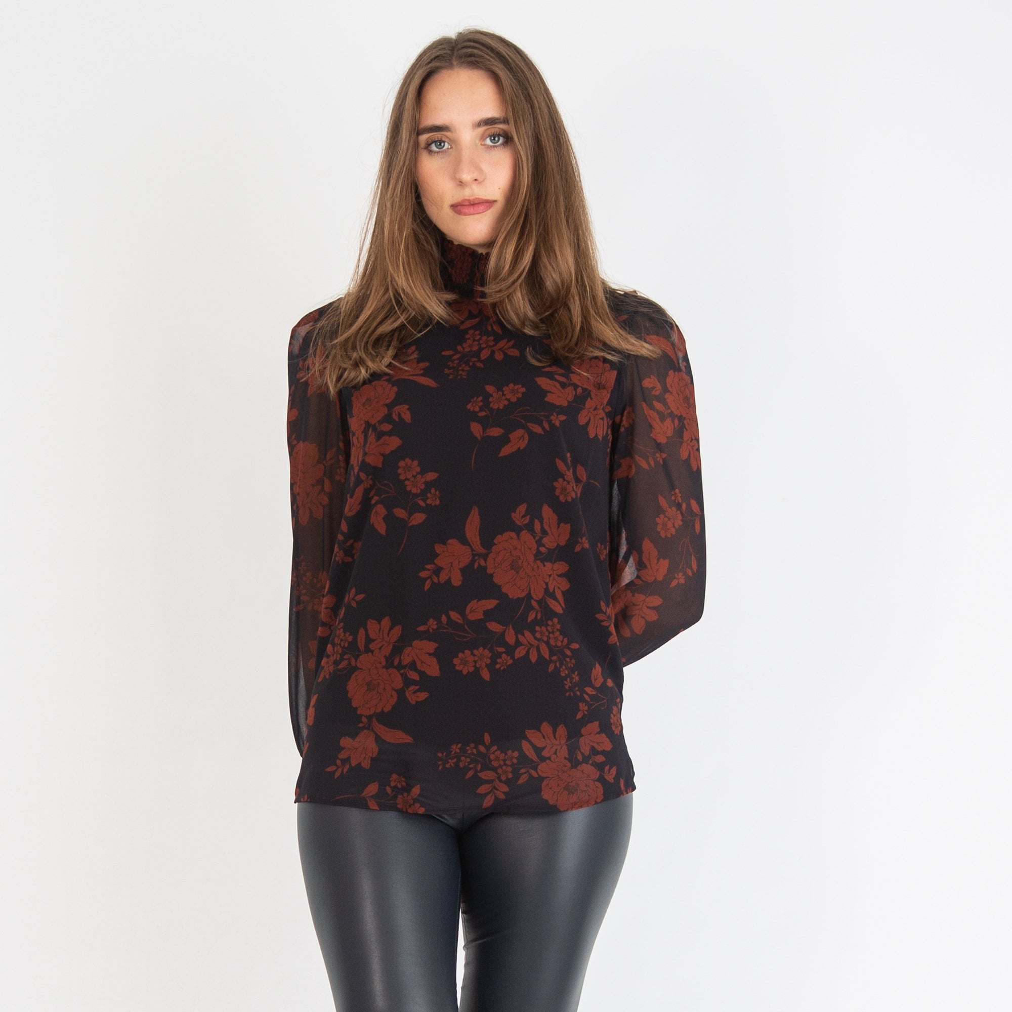 Riani Autumn Leaves Chiffon Blouse Deep Blue