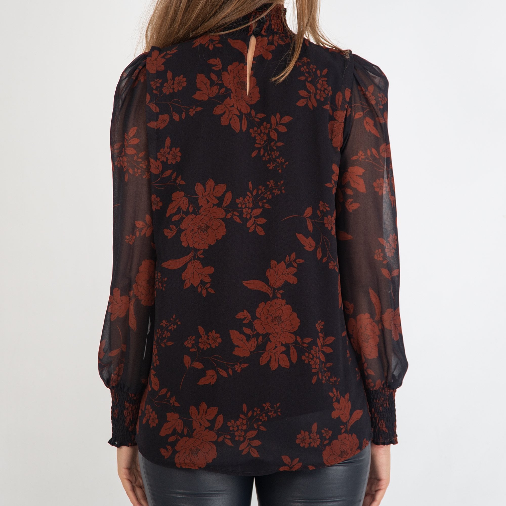 Riani Autumn Leaves Chiffon Blouse Deep Blue