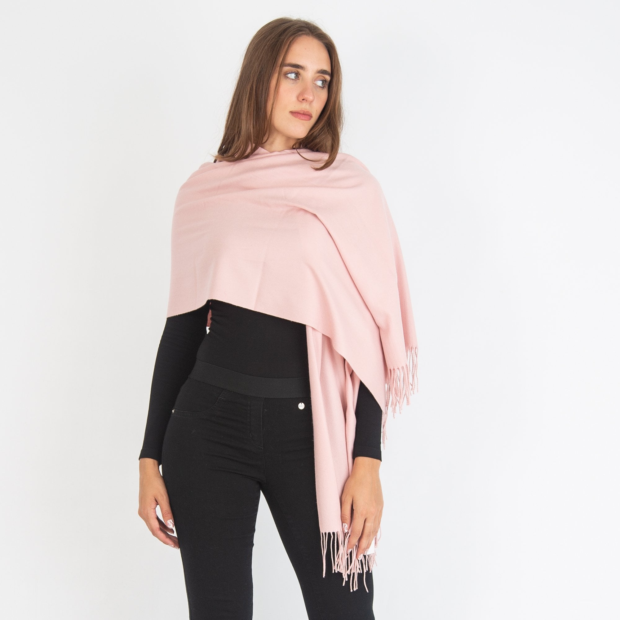 Sister PAC Plain Tassel Edge Pashmina Dusty Pink