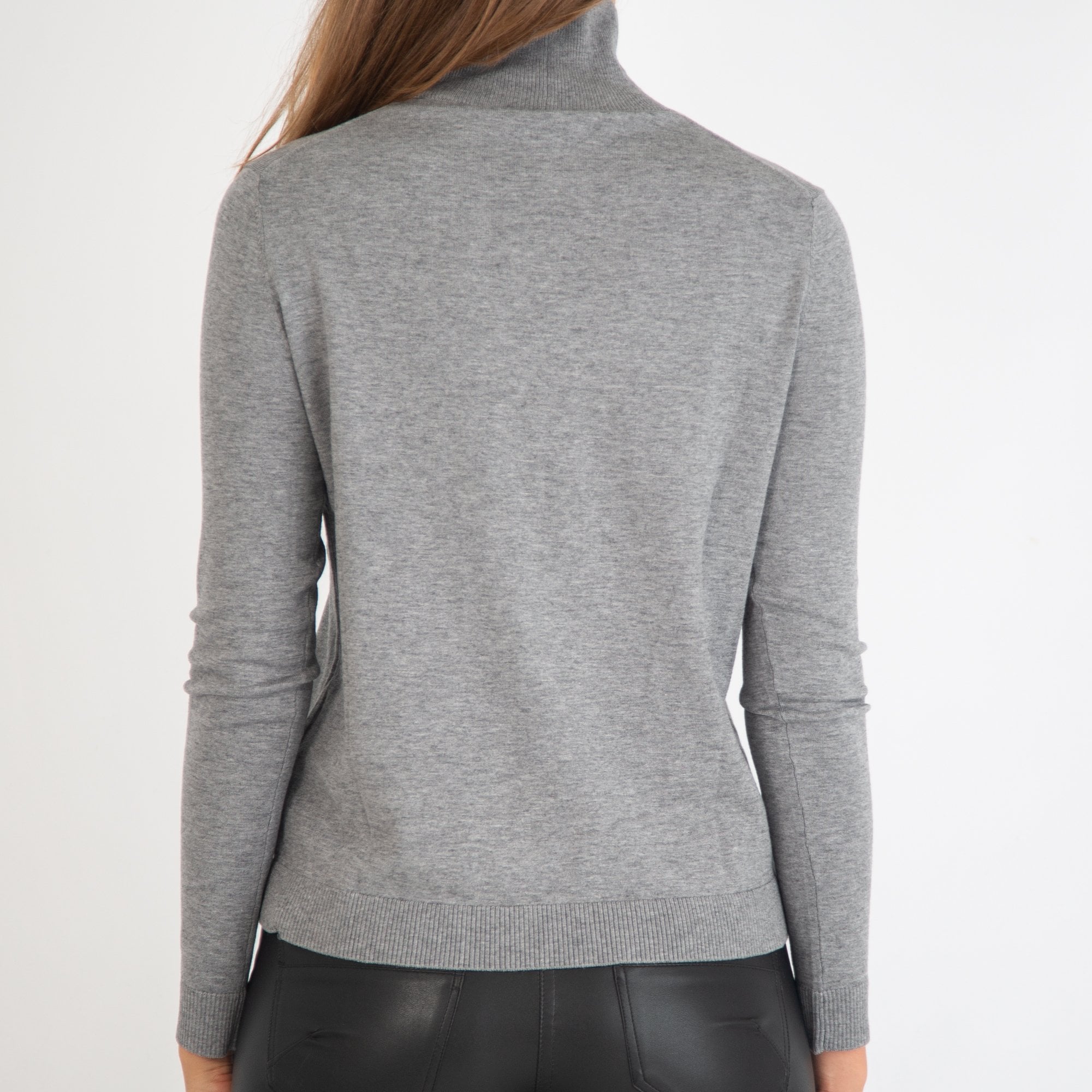 Weekend By Maxmara Ofridi Lightweight Silk & Wool Turtle Neck Jumper Grey