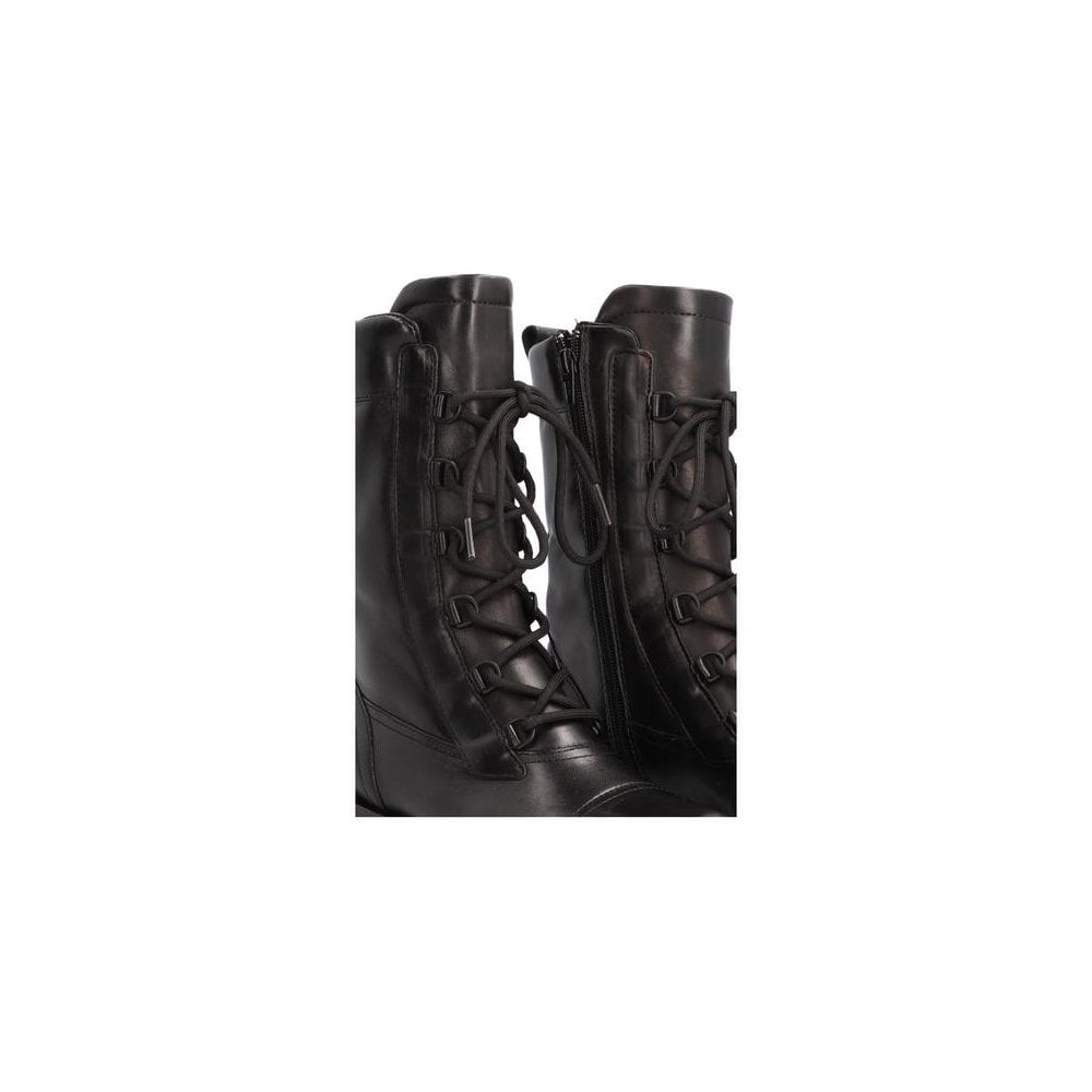 Alpe Monza Leather Lace Up Thick Sole Military Boot Black