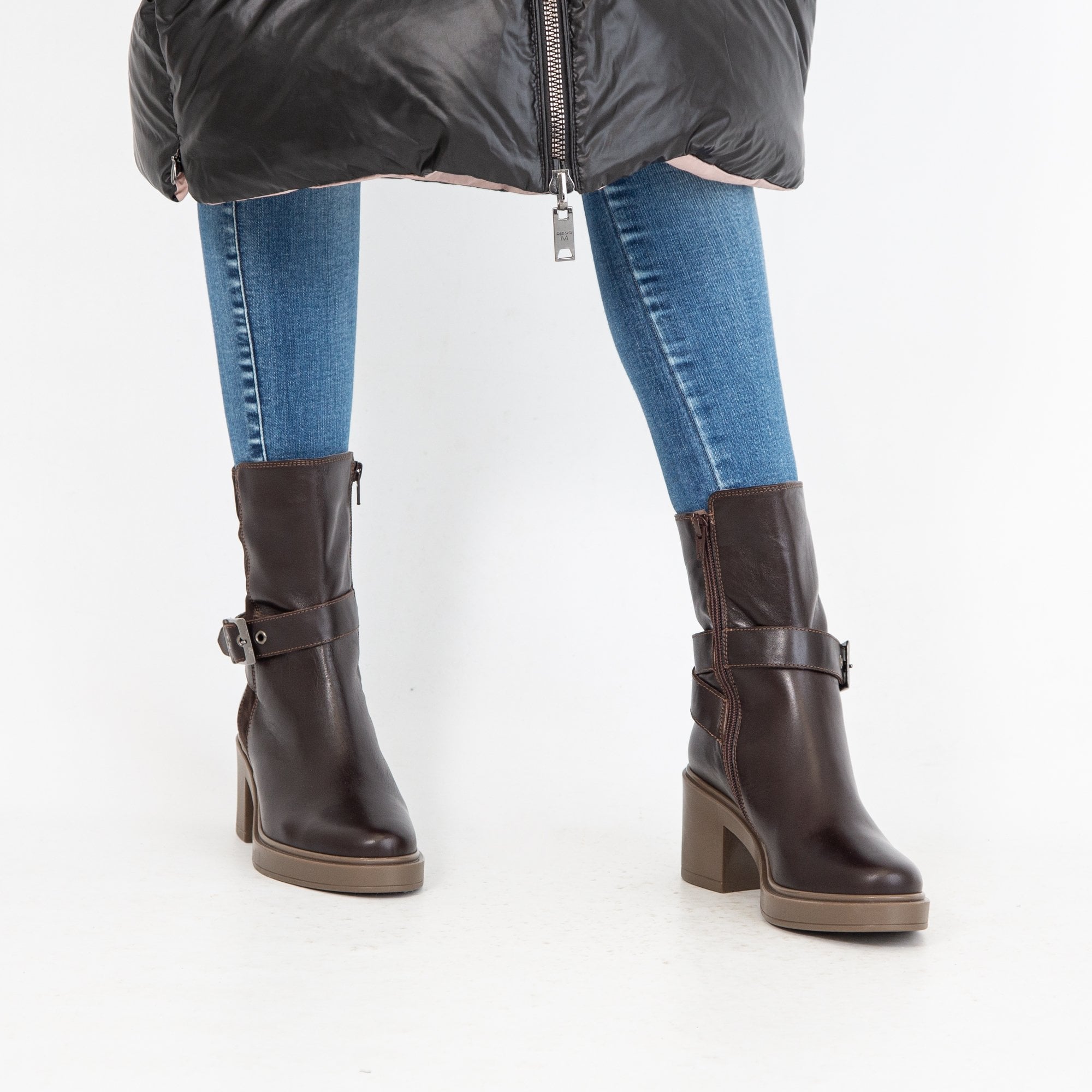 Dl Sport Smooth Leather Ankle Boot With Buckle Brown