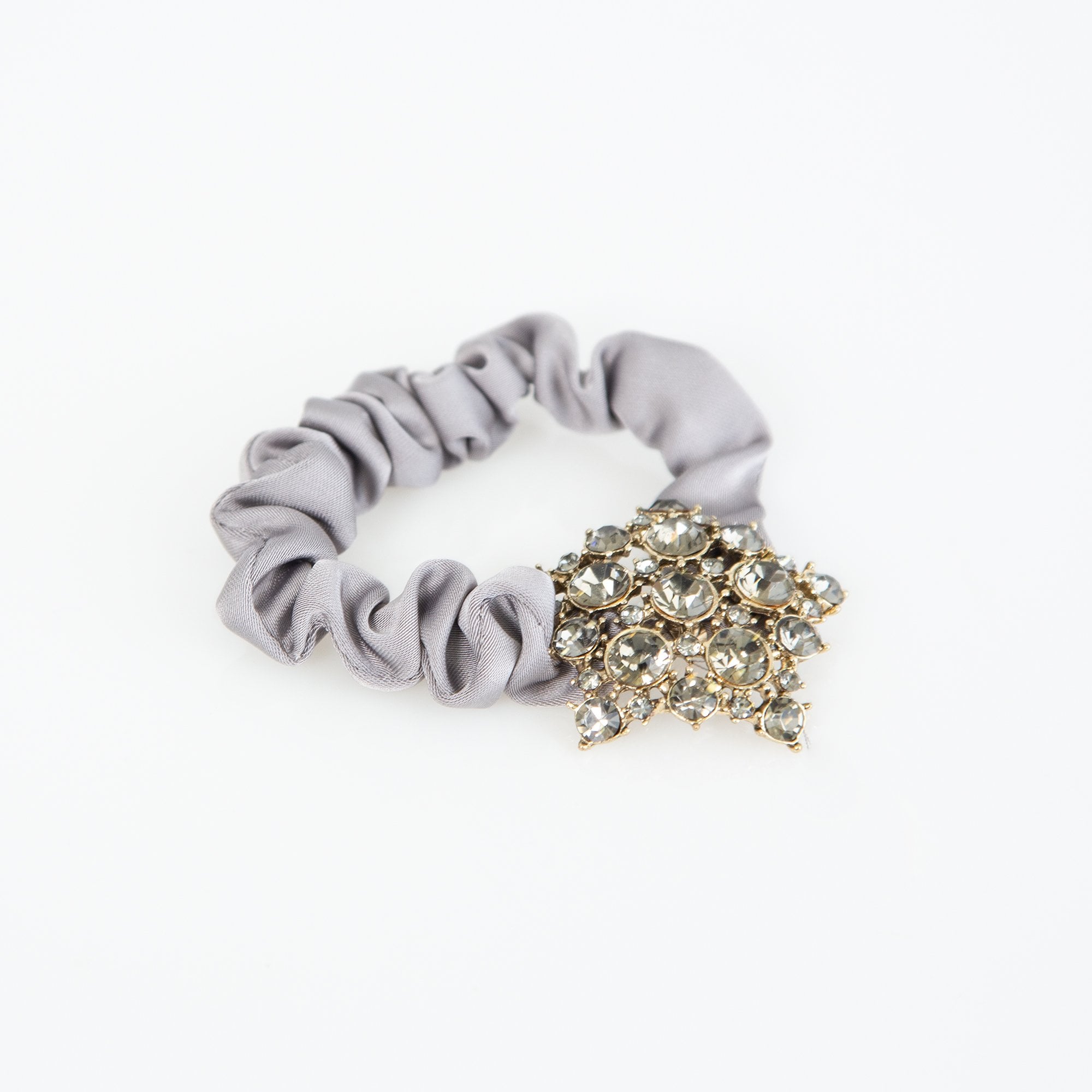 Zelly Crystal Star Scrunchie Silver Grey