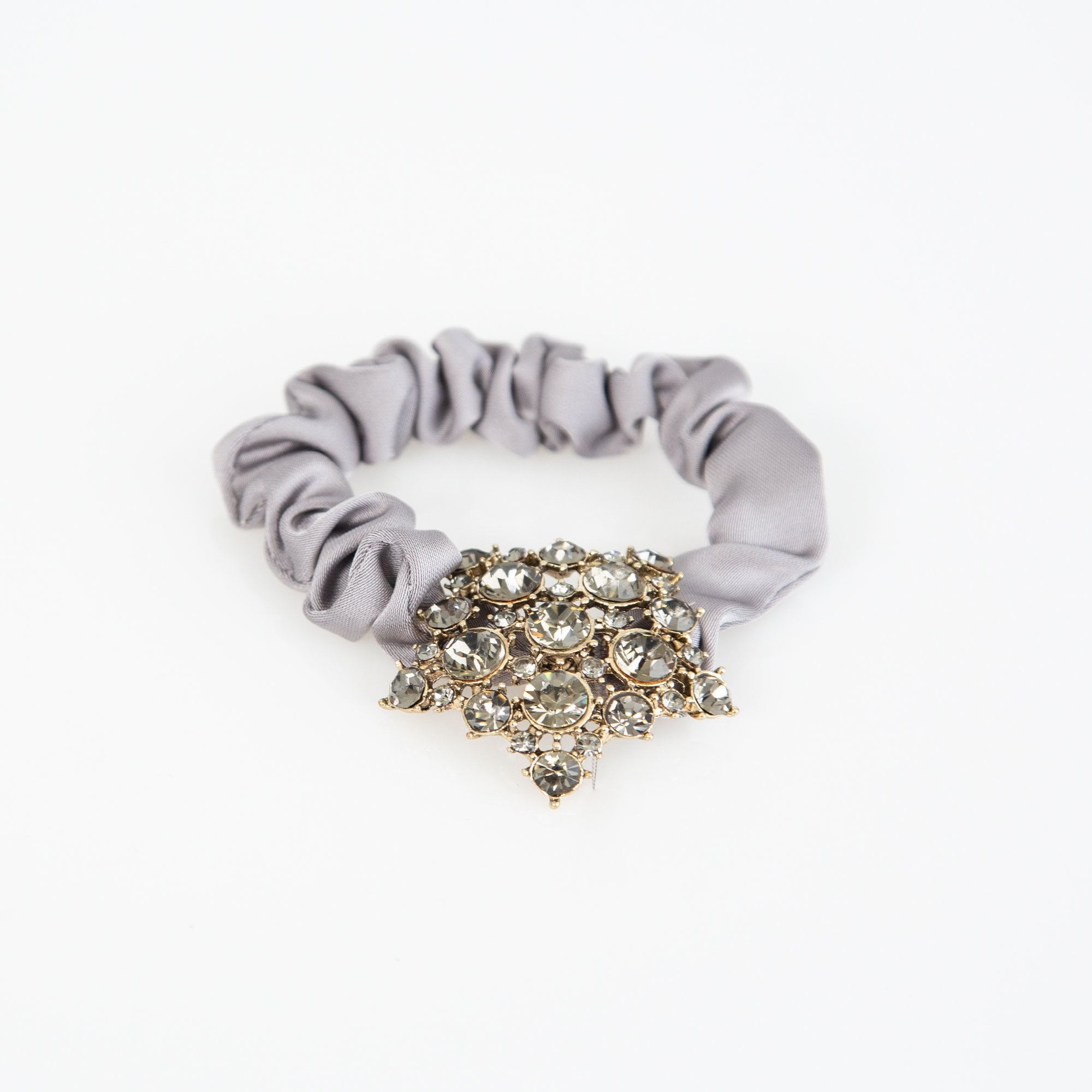 Zelly Crystal Star Scrunchie Silver Grey