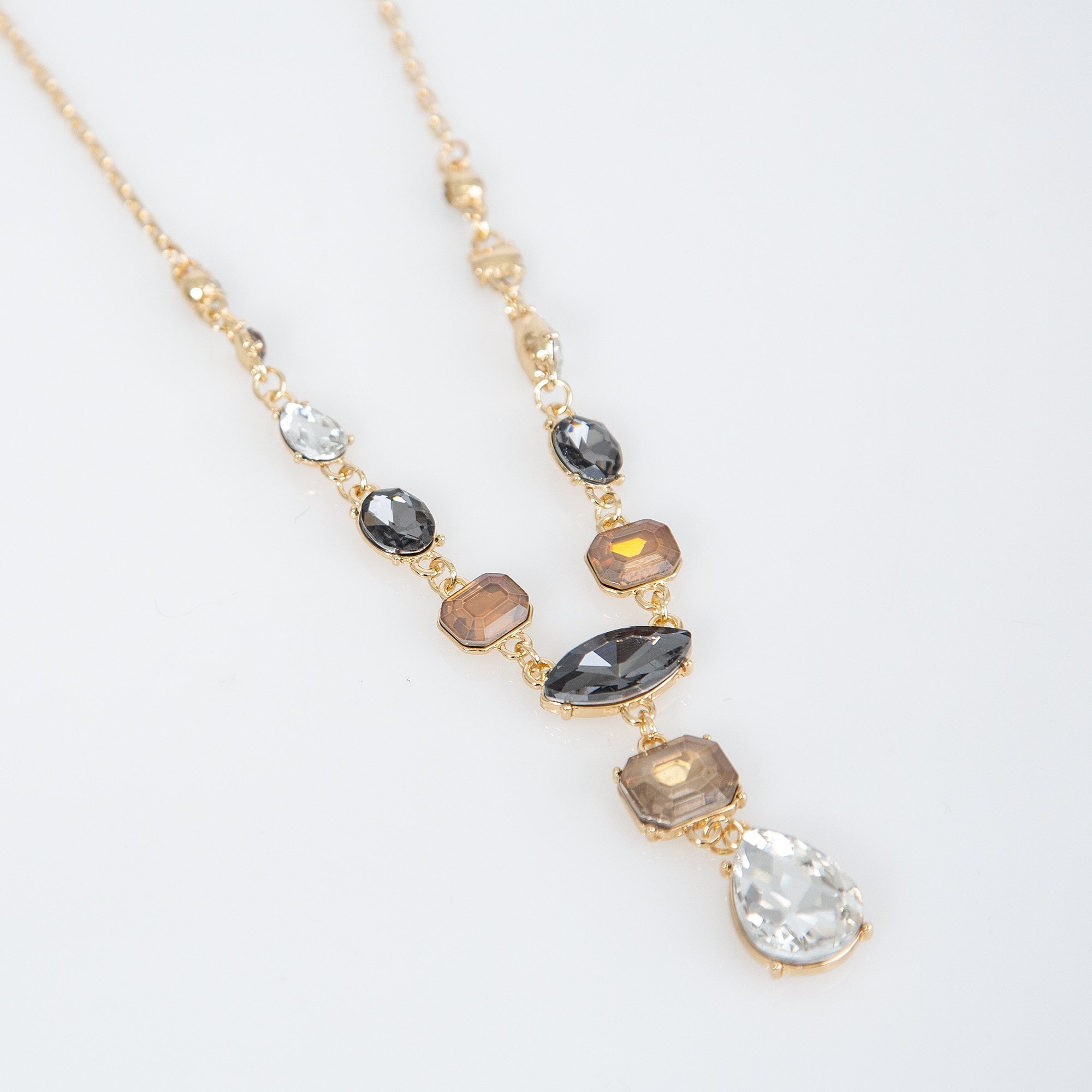 D&x London Multi Cut Jewel Chain Necklace Gold/honey Topaz