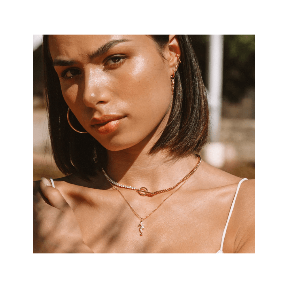 Scream Pretty Tennis & Curb Chain Necklace With T Bar Clasp Gold