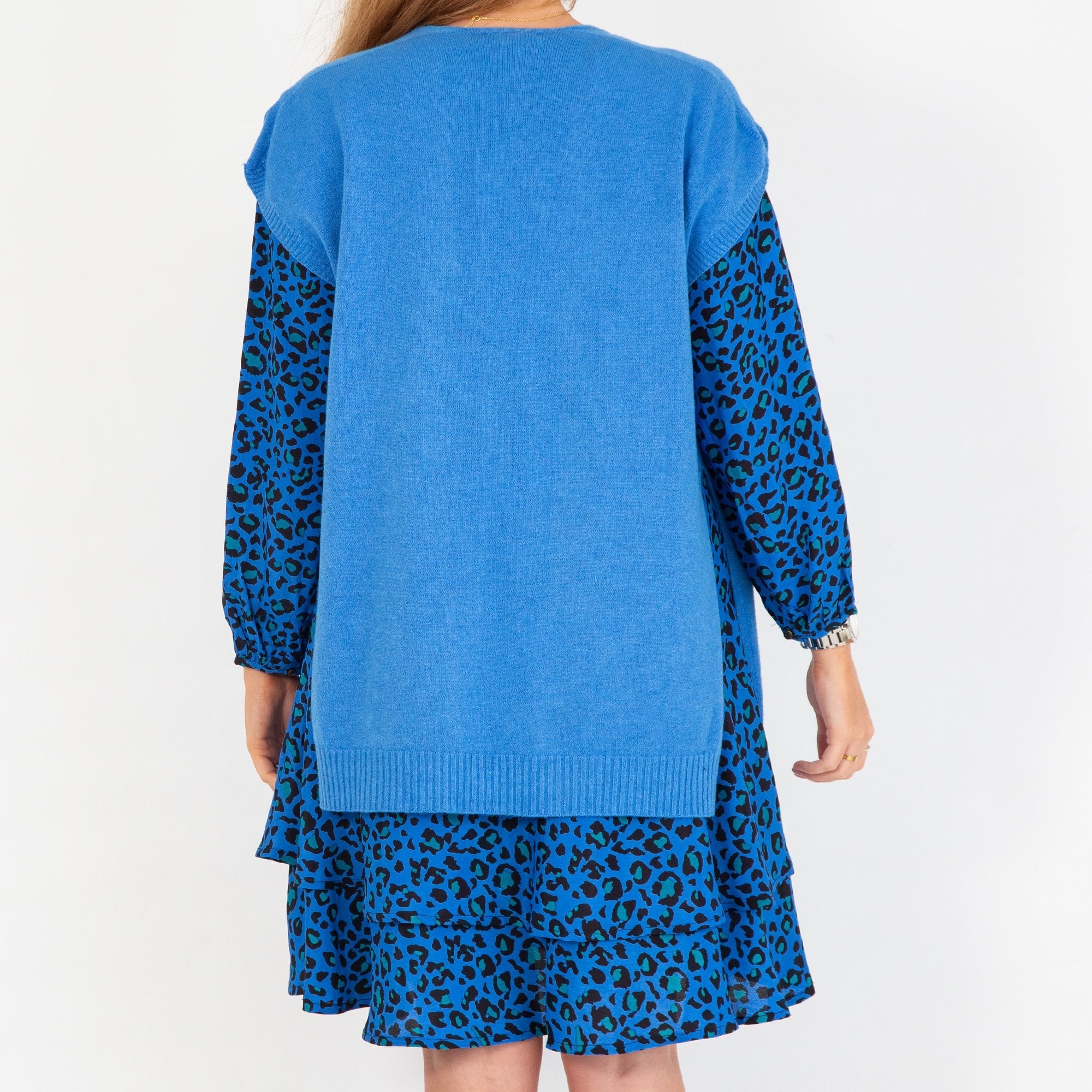 Pomodoro E To E Loose Knit Waistcoat Azure Blue