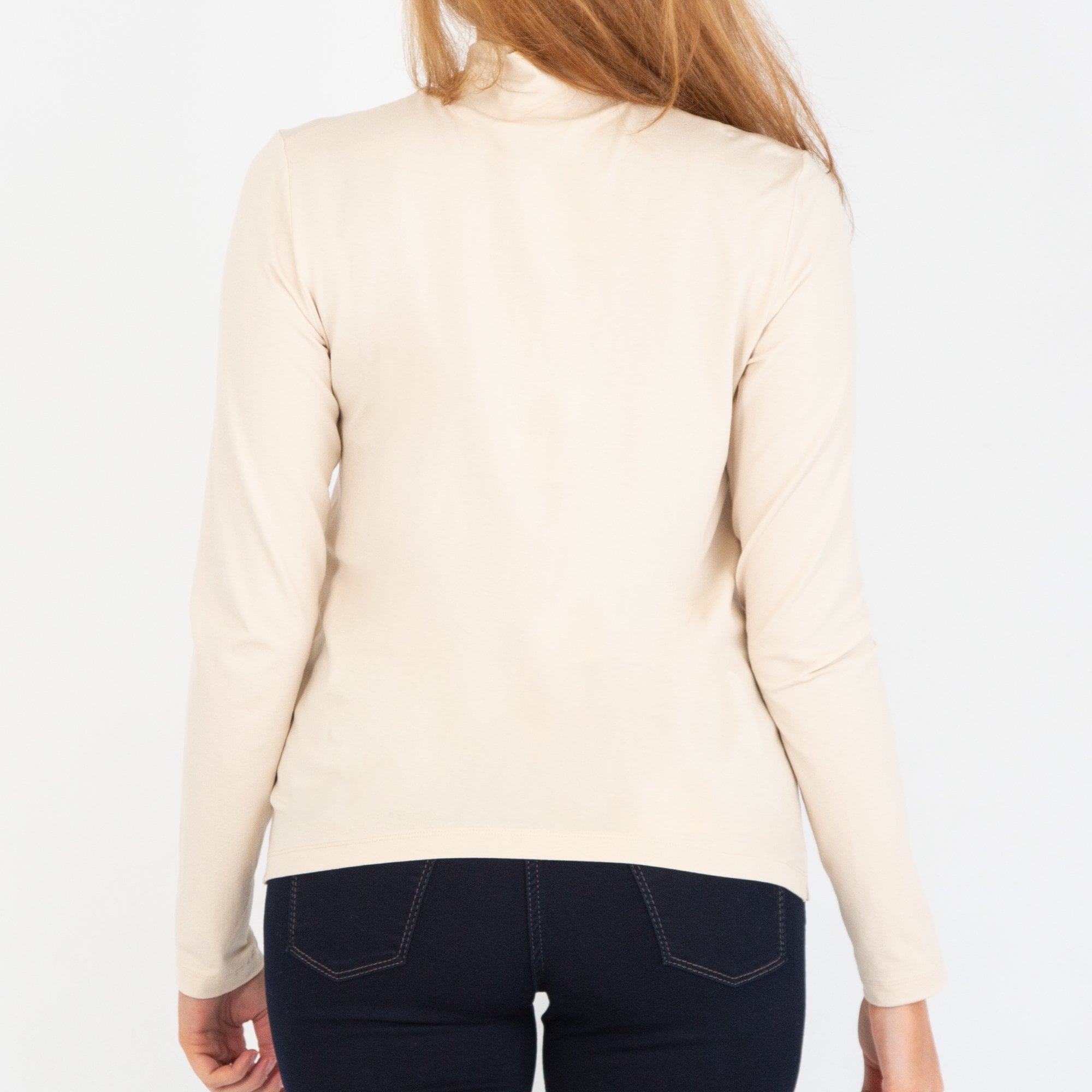 Riani Plain Jersey Polo Neck Top Vanilla