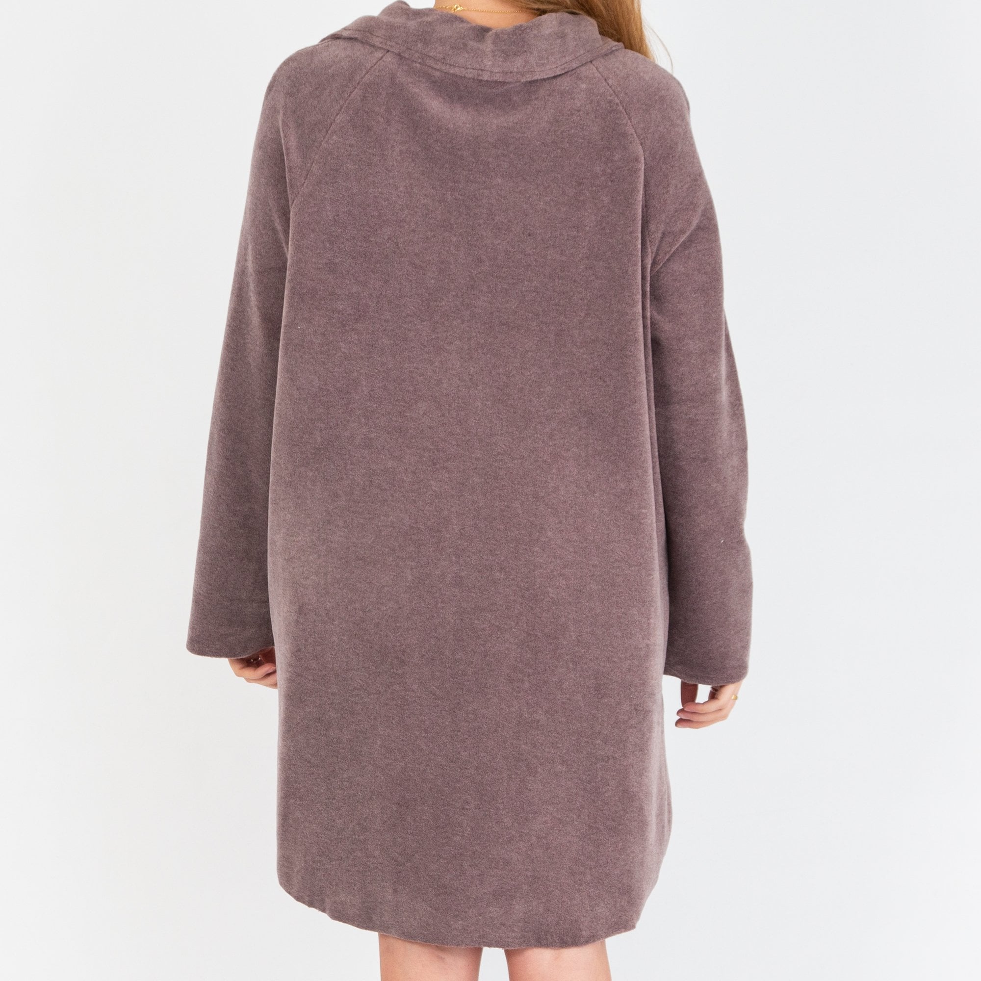 Simclan Oversize Fleece Zip Down Jacket Mauve