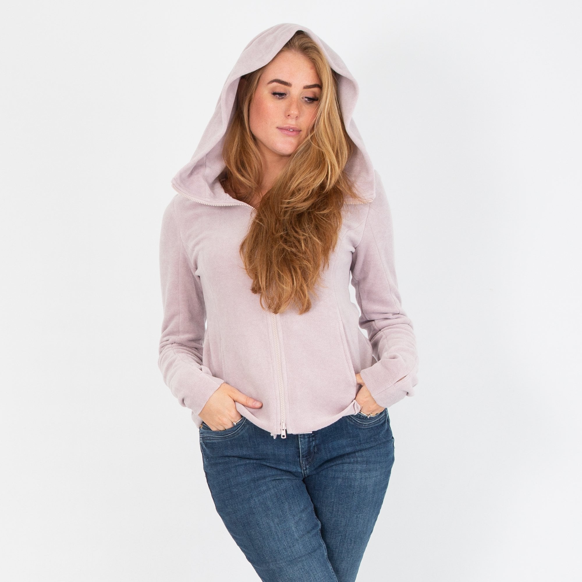 Simclan Fitted Zip Hooded Fleece Jacket Lilac
