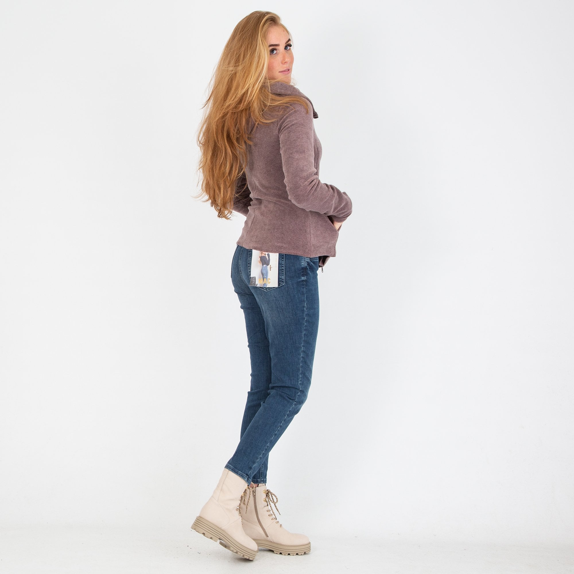 Simclan Fitted Zip Hooded Fleece Jacket Mauve