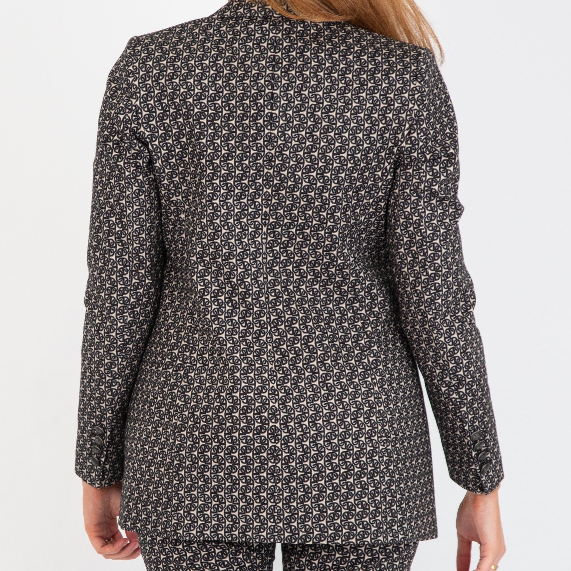 Bariloche Litoral Chain Print Stretch One Button Jacket Black/cream