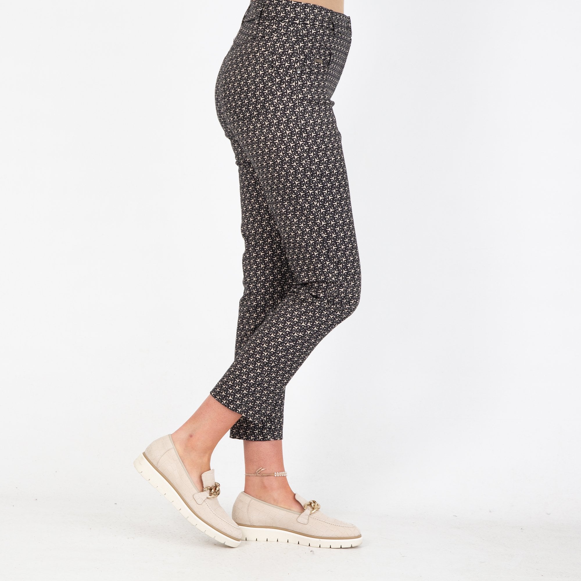 Bariloche Campello Chain Print Slim Fit Trouser Black/cream