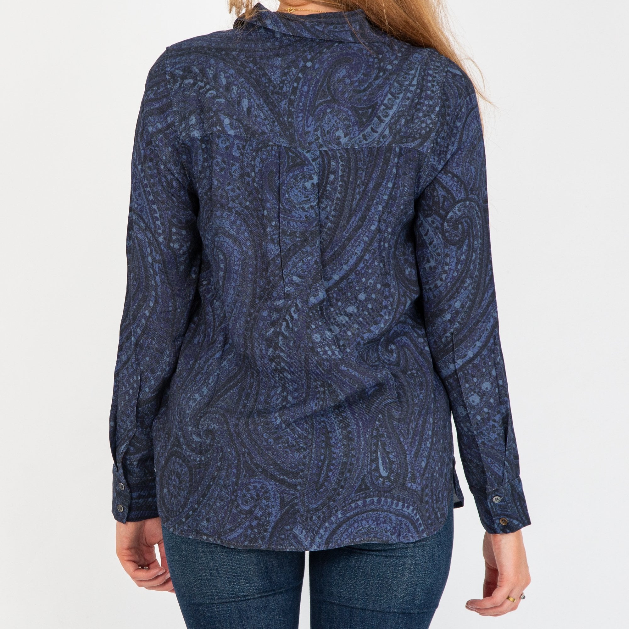Mos Mosh Taylor Paisley Print Long Sleeve Shirt Navy/black