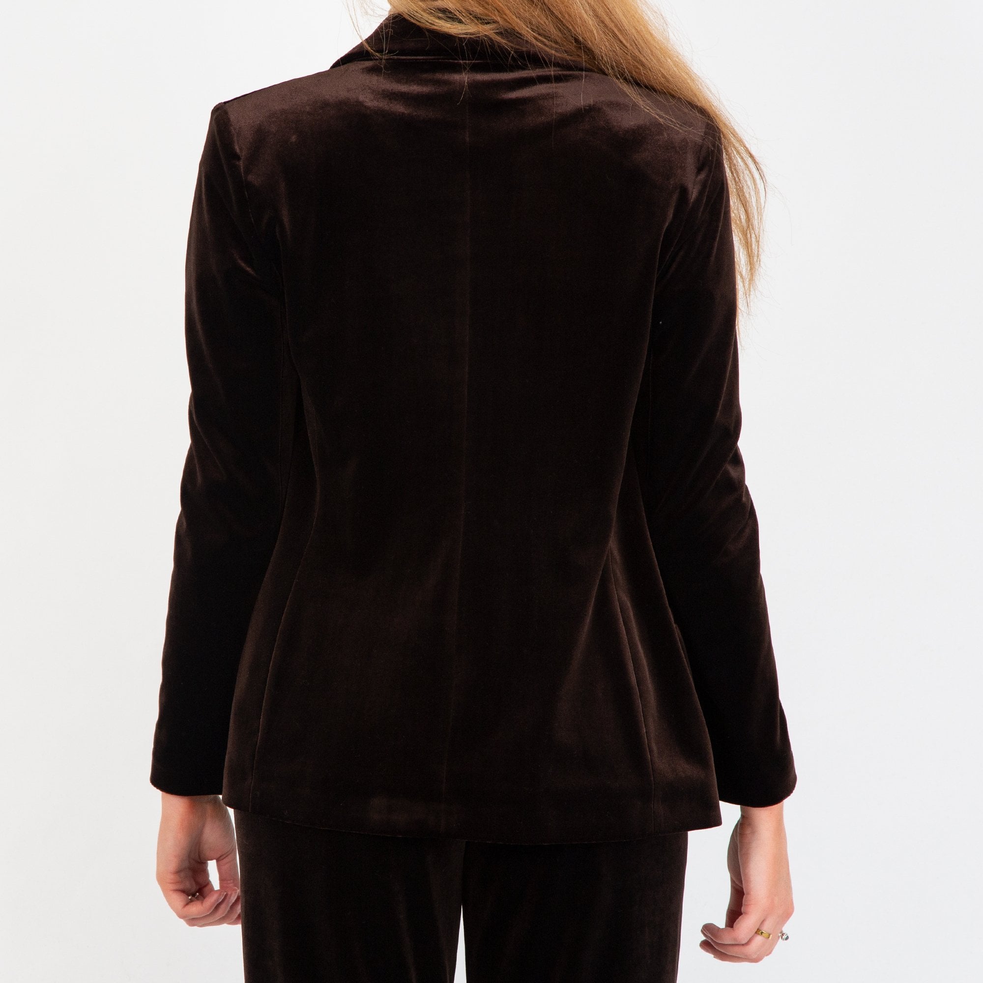 Tia Velvet Blazer To Match Trousers Deep Brown 39