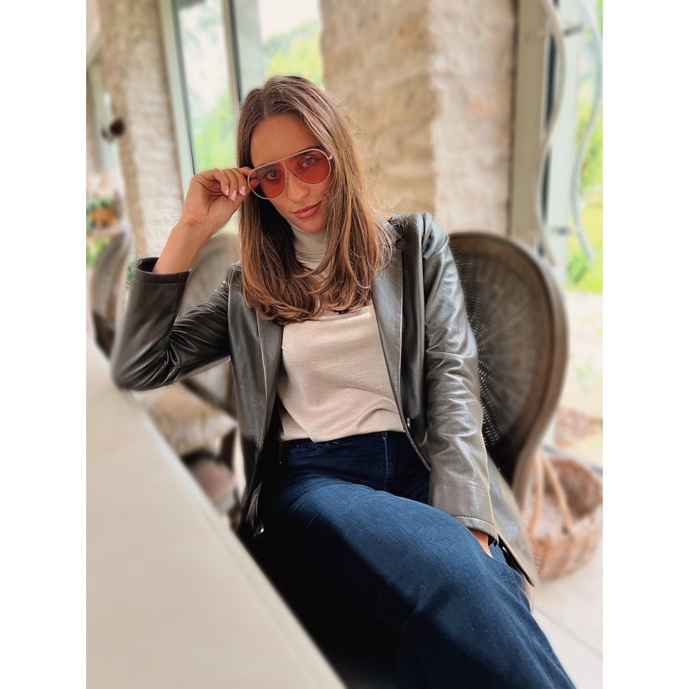 Oakwood Meg Leather Single Button Jacket Brown