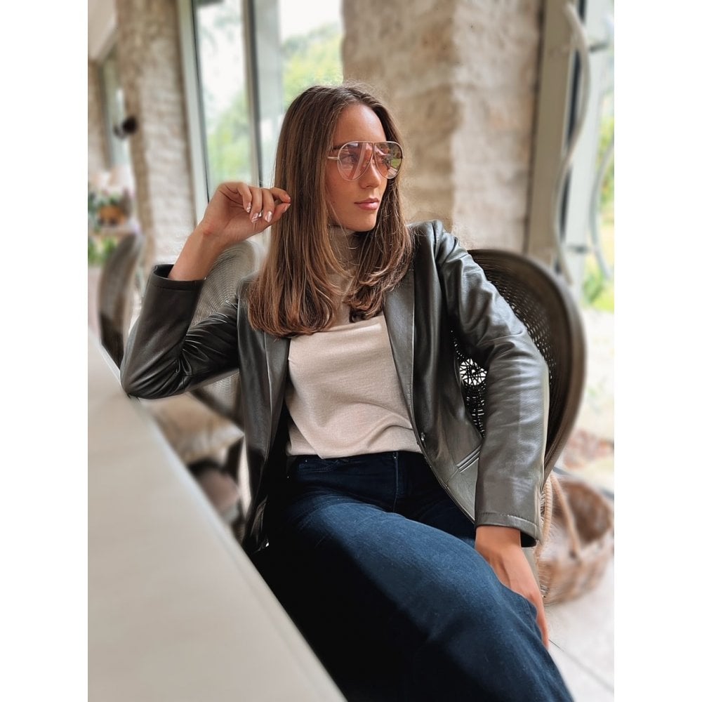 Oakwood Meg Leather Single Button Jacket Brown