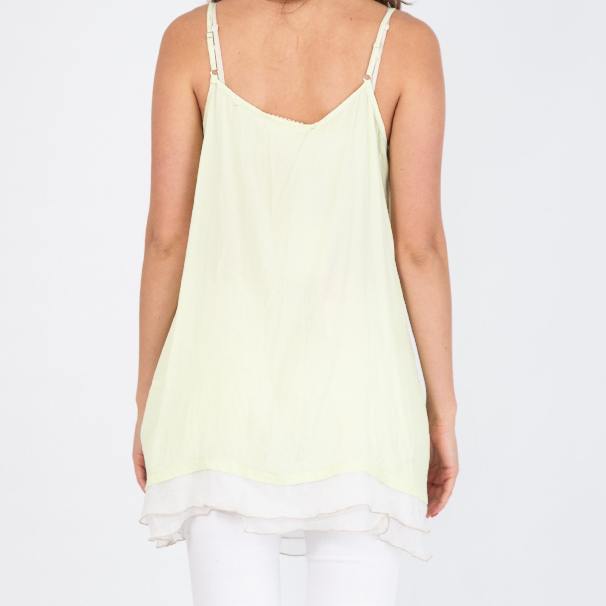 Elisa Cavaletti Spaghetti Strap Tunic Top With Double Layer Hem Mint