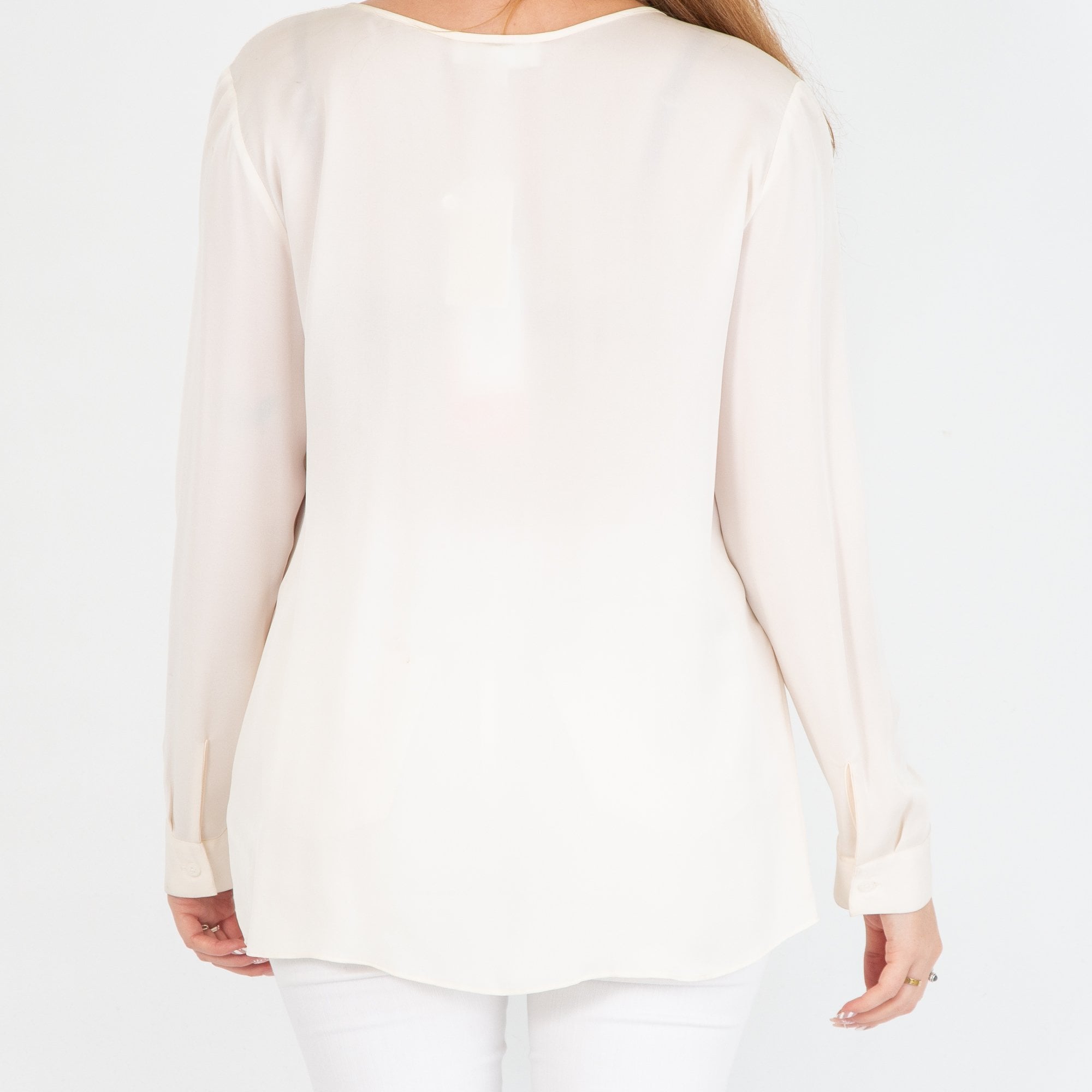 Michael Kors Long Sleeve Blouse With Stud Front Detail White
